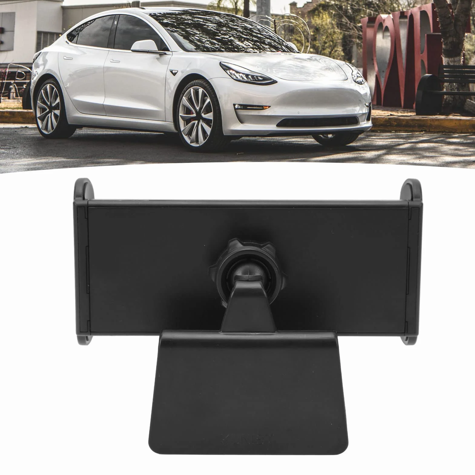 Uchwyt na Tablet za Zagłówkiem Samochodu Tesla 3, 4,7-12,9 cala, Port Ładowania, Czarny