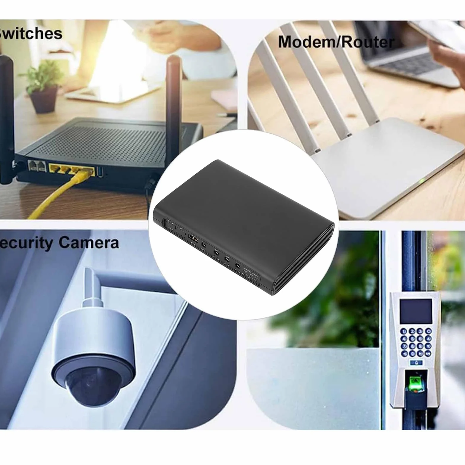 Mini UPS 25600 MAh 94,72 Wh 5 V 9 V 12 V 5 Gniazd, Zapasowy Bank Mocy, Zasilacz Awaryjny dla Modemu Routera Kamera Bezpieczeństwa z inteligentną ochroną (Fafeicyac5wpbv37z-12)