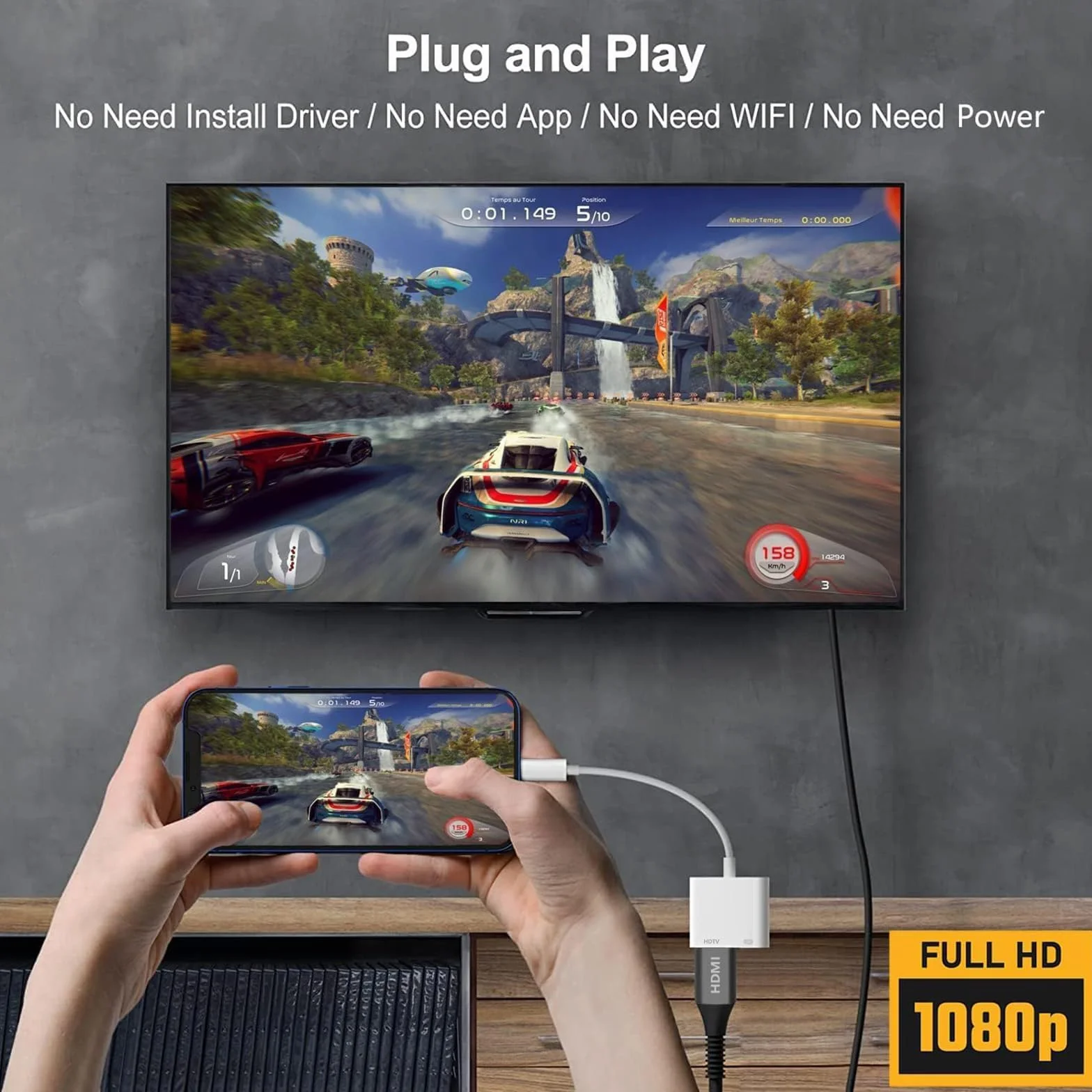Adapter HDMI dla iPhone iPad 1080P Digital AV Video Audio Sync Screen Converter Kompatybilny z HDTV