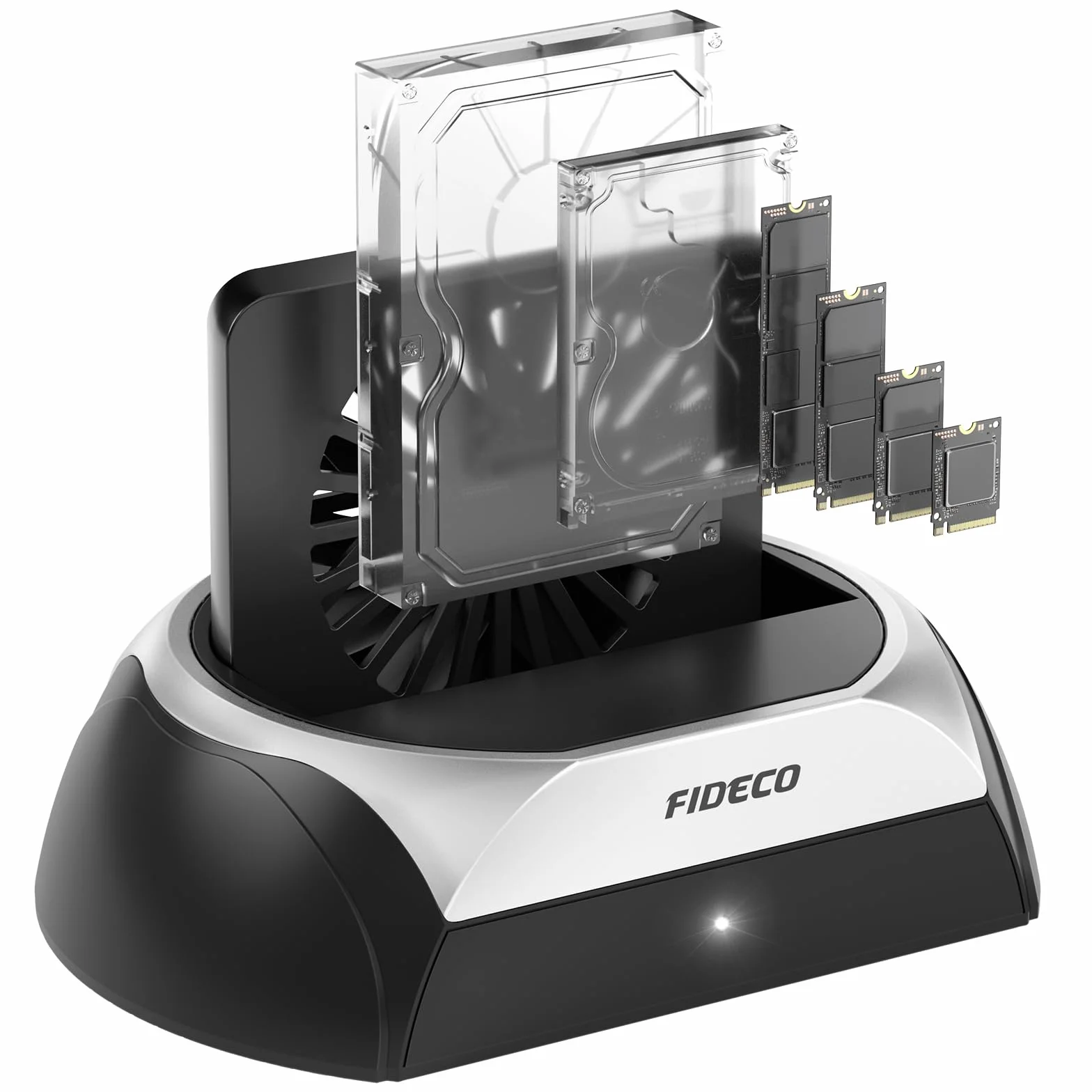 FIDECO Stacja dokująca do dysku twardego M.2 NVME i SATA HDD 2,5 i 3,5" z wentylatorem chłodzącym - ostateczne rozproszenie