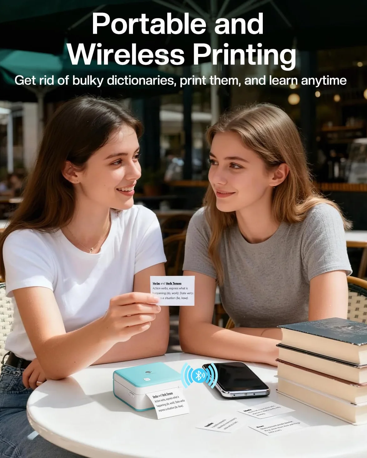 Phomemo P2S Mini drukarka fotograficzna, mini drukarka do smartfona, przenośna drukarka termiczna Bluetooth 300 dpi z 3 rolkami papieru kompatybilna z iOS i Androidem, do zdjęć, nauki, prezentu