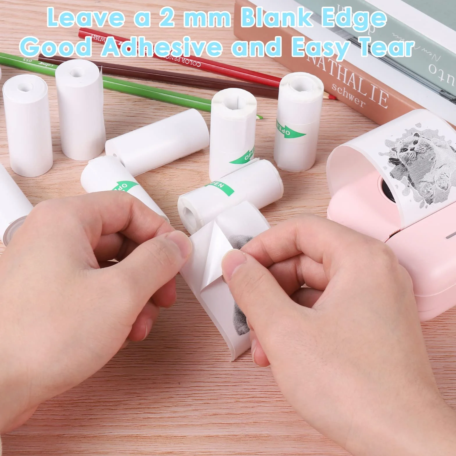 GuKKK Mini drukarka, mobilna drukarka fotograficzna, przenośna mini drukarka fotograficzna, bezprzewodowa drukarka fotograficzna, drukarka Bluetooth, pomoc w nauce, notatki, dziennik, notatki