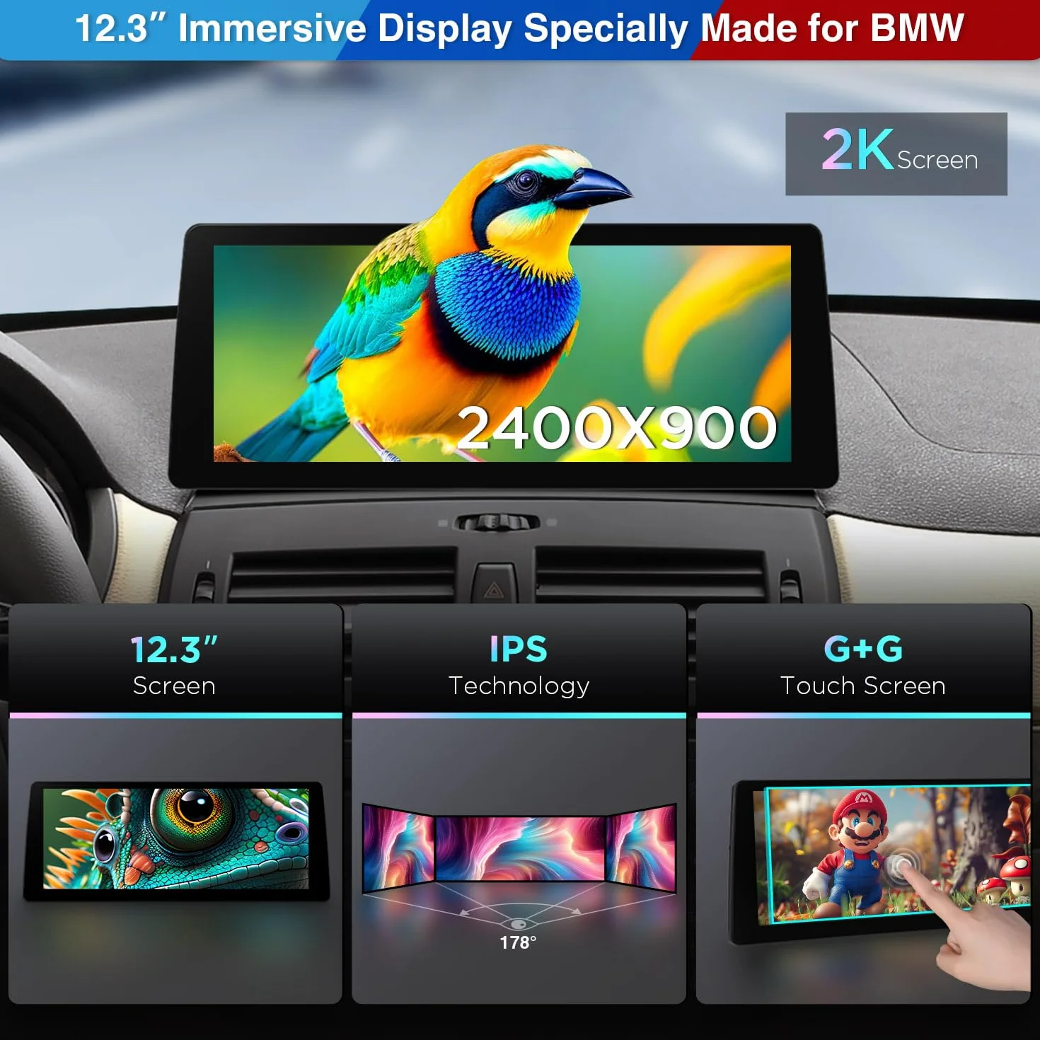 XTRONS Radio samochodowe z systemem Android 14 do BMW X3 E83 (2004-2009) z systemem M-Ask, Qualcomm 680 Octa Core 8+128, odtwarzacz multimedialny 12,3", 2K IPS, wbudowany 4G LTE Car Play Android Auto