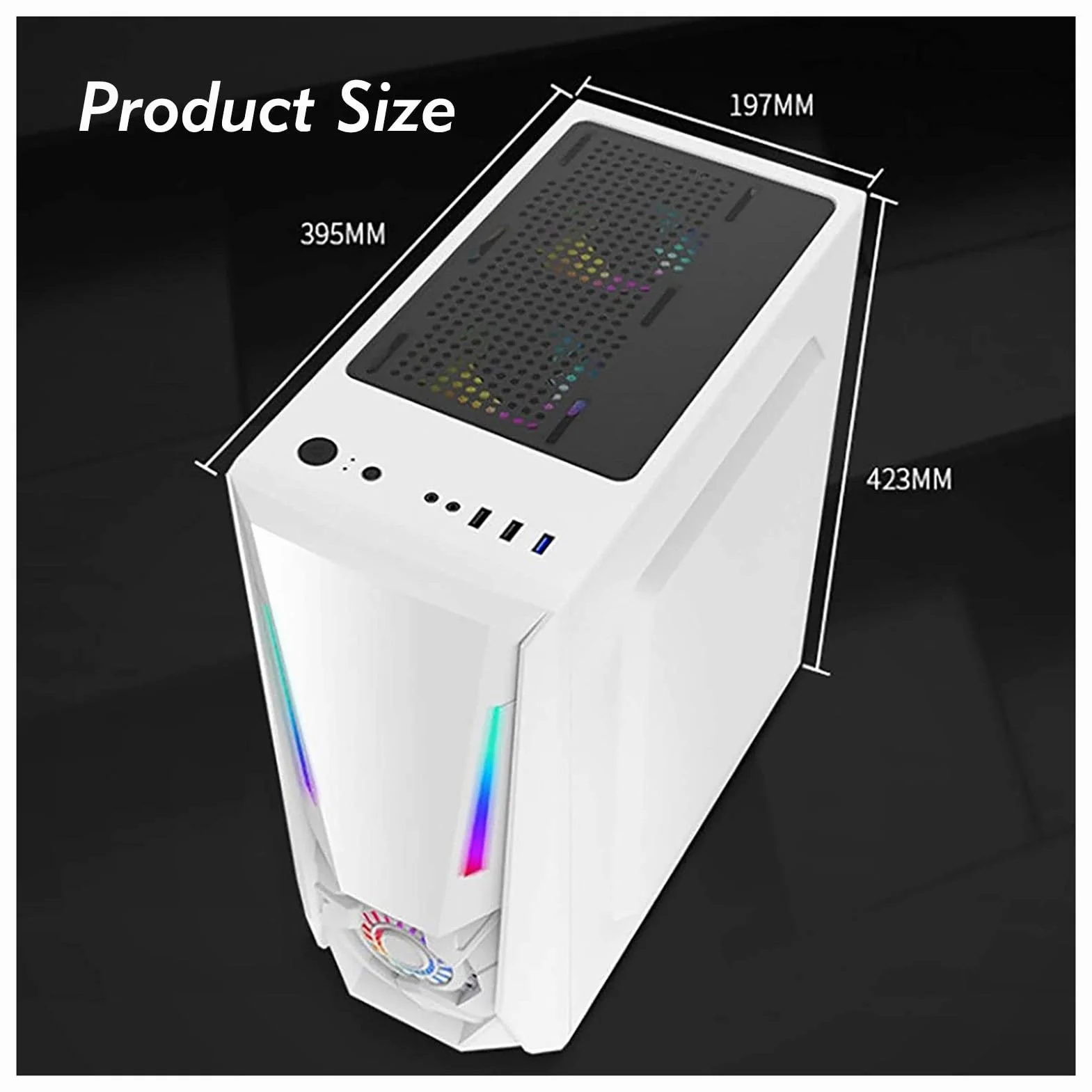 Obudowa Komputera Typu Mid-tower ATX, M-ATX, MINI-ITX, Panel Boczny Ze Szkła Hartowanego, 1 USB 3.0, 2 USB 2.0, Obsługuje Chłodzenie Wodne I Może Być Wyposażona W 6 Wentylatorów(White)