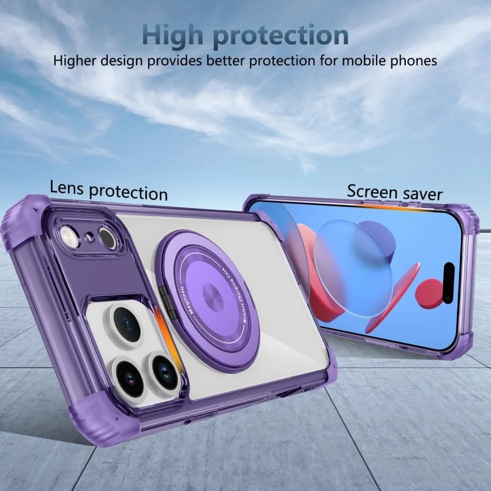 Generic etui kompatybilne z Samsung Galaxy S24 FE 5G (kolor: fioletowy) odporny na wstrząsy silikonowy obrotowy pierścień stojak twardy tył etui