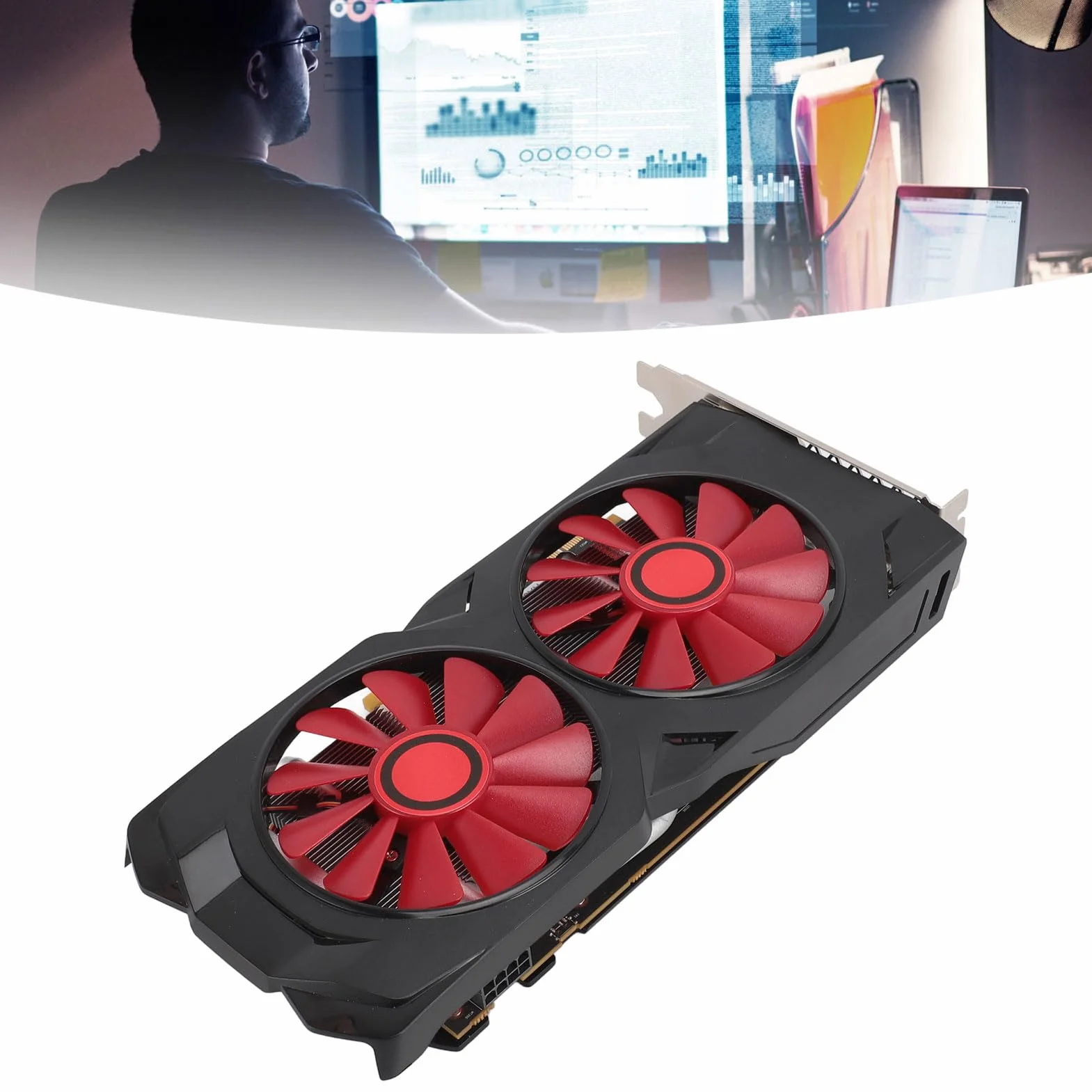 RX580 8 GB GDDR5 256bitowa karta graficzna do gier, cichy, podwójny wentylator, karta graficzna do gier z PCI Express 2.0, 16X do komputera stacjonarnego