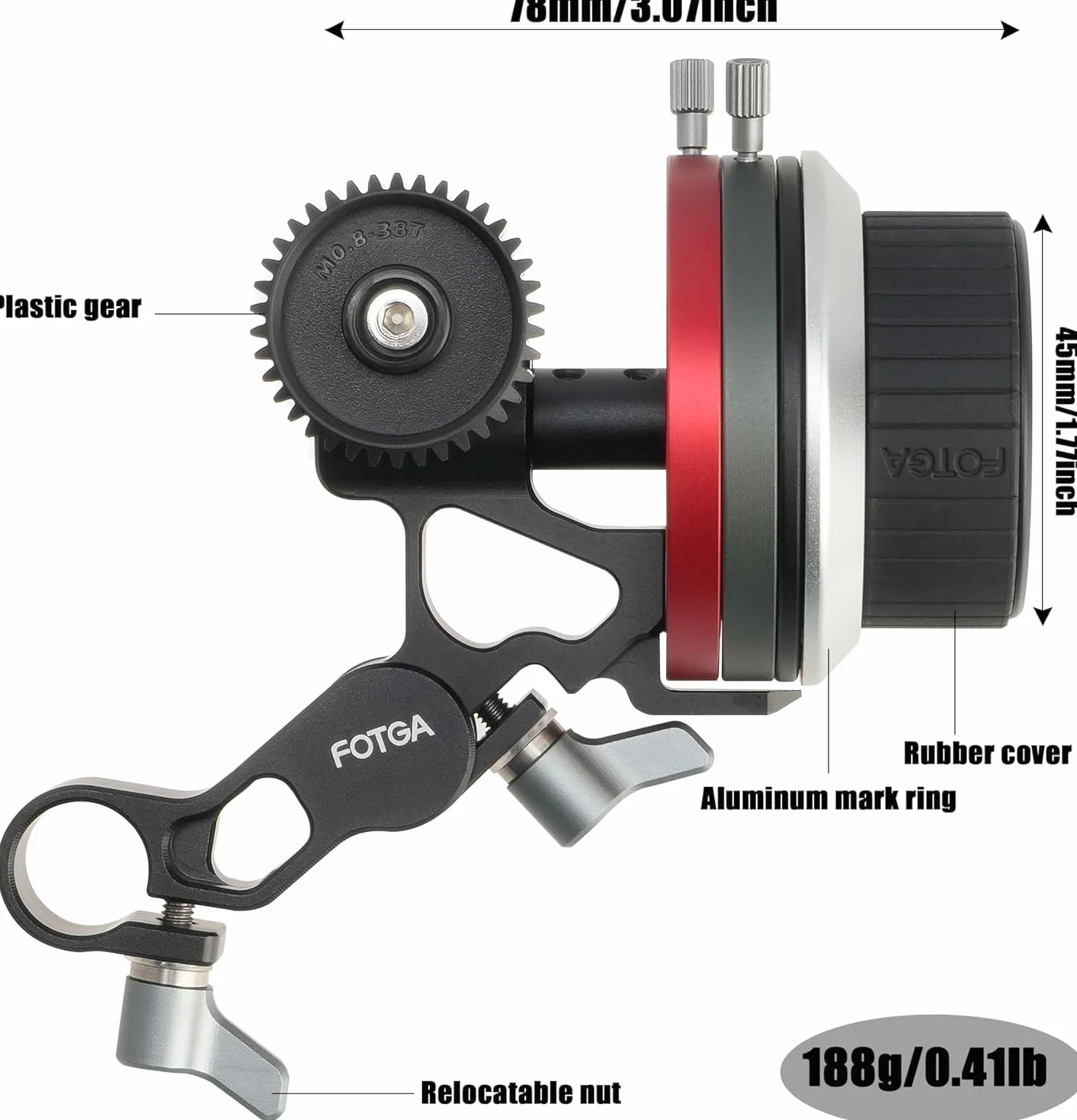 Hersmay Metal Mini Follow Focus z A/B Stops Aparat Podejście Dźwignia Kompatybilny 15 mm Rod Rig Amortyzacja No-Slip Handrad dla DSLR Kamera Kamera Klatka Rig
