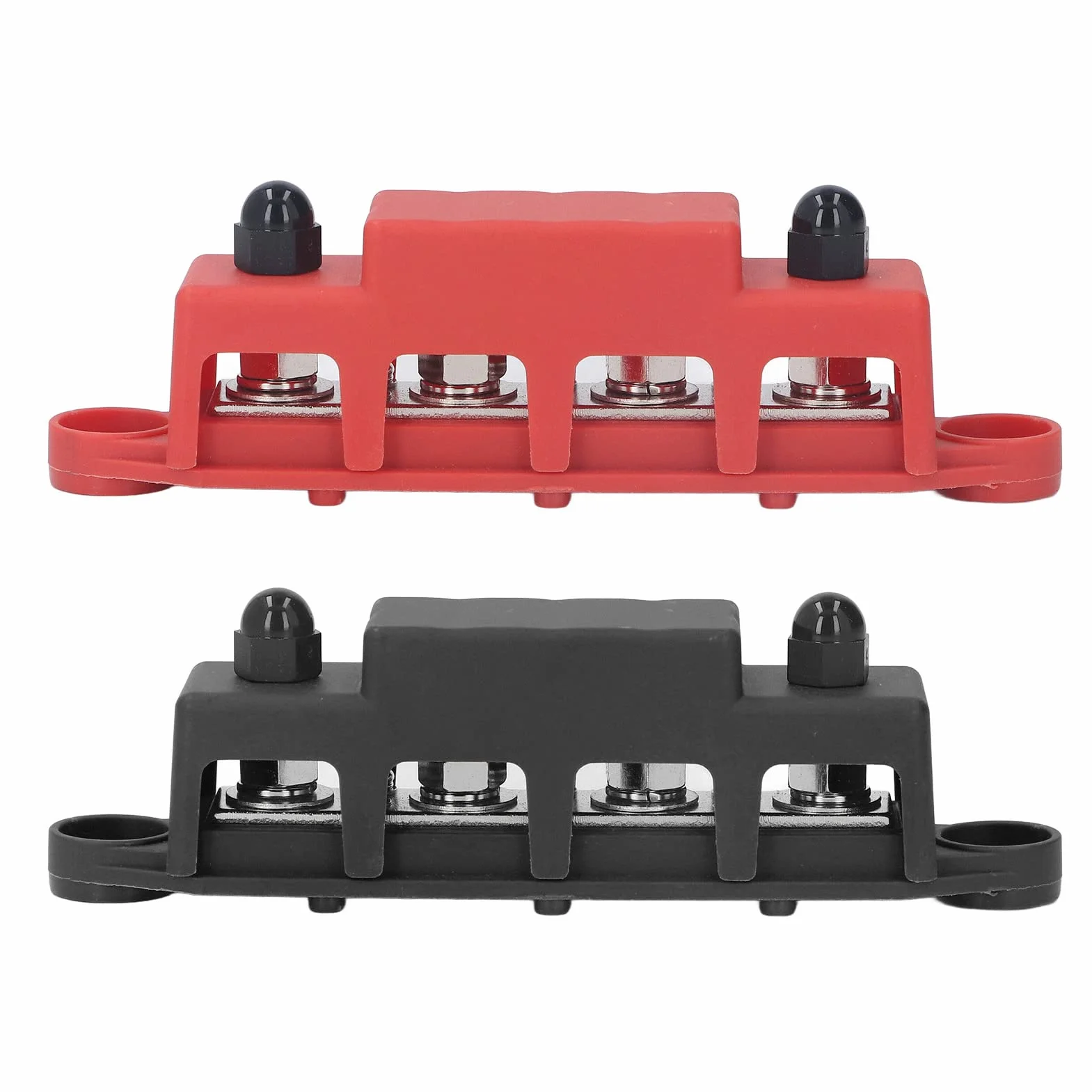 Wakects Blok Dystrybucji Dystrybucji Zasilania Blok Terminalu 4 POST M8 ŚRUBA 48V DC 250A Z ABS CYNC ALINK Mosiądzu do Samochodowej łodzi Morskiej RV Electrical
