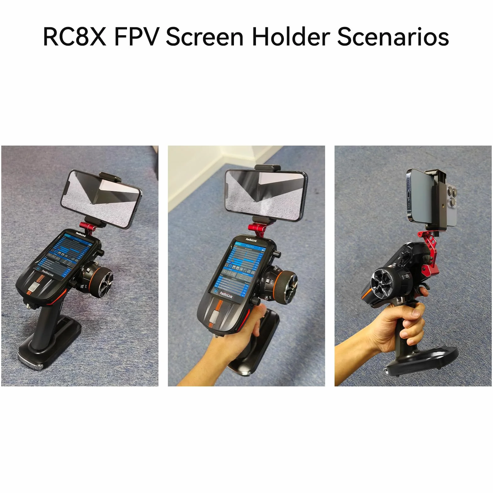 Radiolink RC8X Uchwyt 5,8G FPV Monitor Telefon Uchwyt CNC Stop Aluminium Urządzenie RC Do Zdalnego Sterowania RC8X Czarny