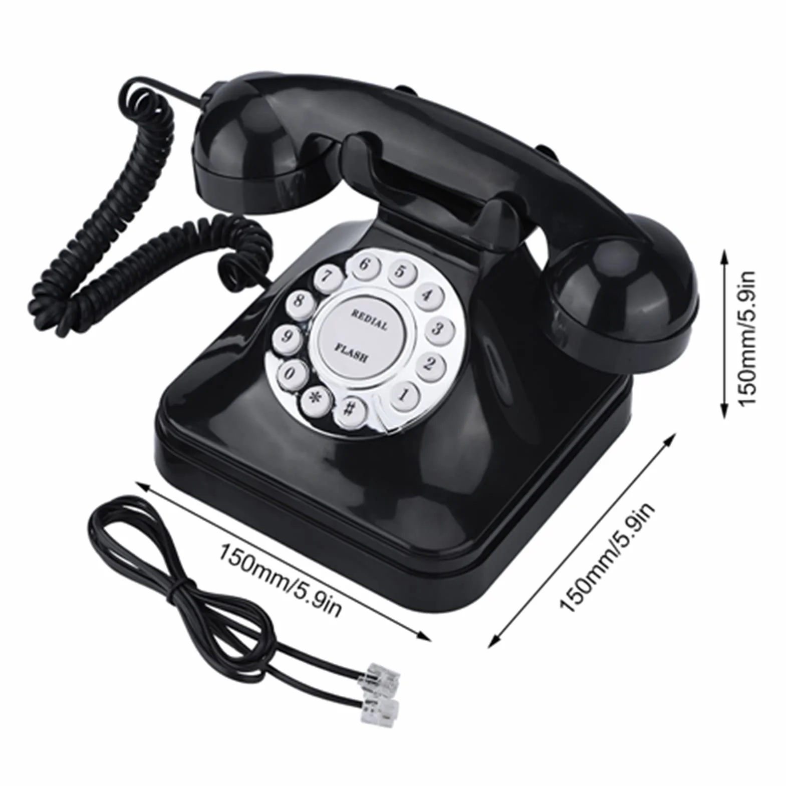 Vintage telefon, WX-3011 telefon stacjonarny Vintage czarny wielofunkcyjny plastikowy telefon domowy przewód retro telefon stacjonarny antyczny wystrój Vintage wystrój