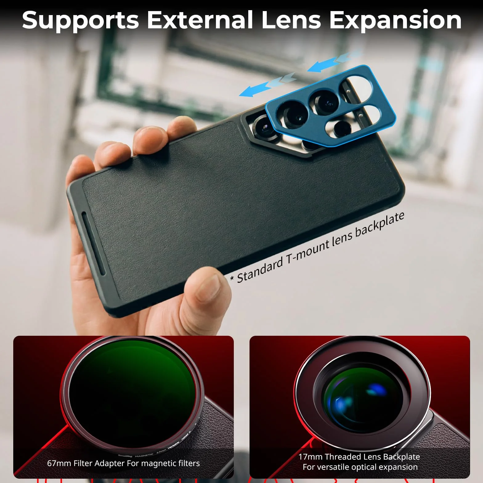 Zestaw SmallRig S25 Ultra Cage do klatki aluminiowej Samsung z adapterem filtra magnetycznego 67 mm, konstrukcja szybkiego zwalniania, zestaw wideo do wideoblogowania i transmisji na żywo -5254