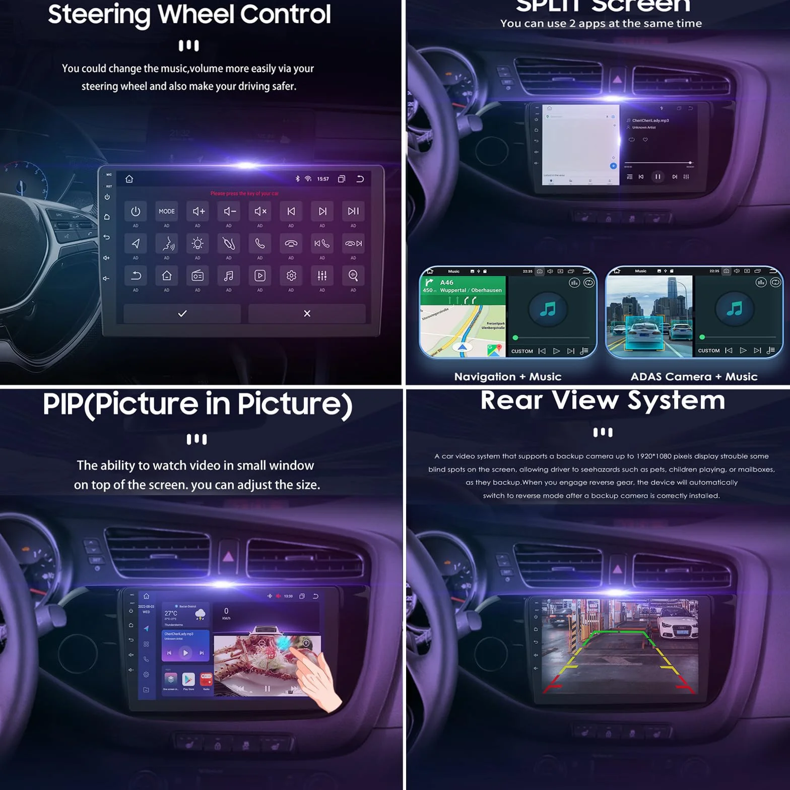 Android 15 Car Stereo Radio dla K-IA CEED 2012-2016, 9-calowy ekran dotykowy jednostka główna z Carplay Android Auto EQ Audio/WiFi GPS Nawigacja Bluetooth FM SWC Kamera cofania(Color:4 CORE 1+32G)