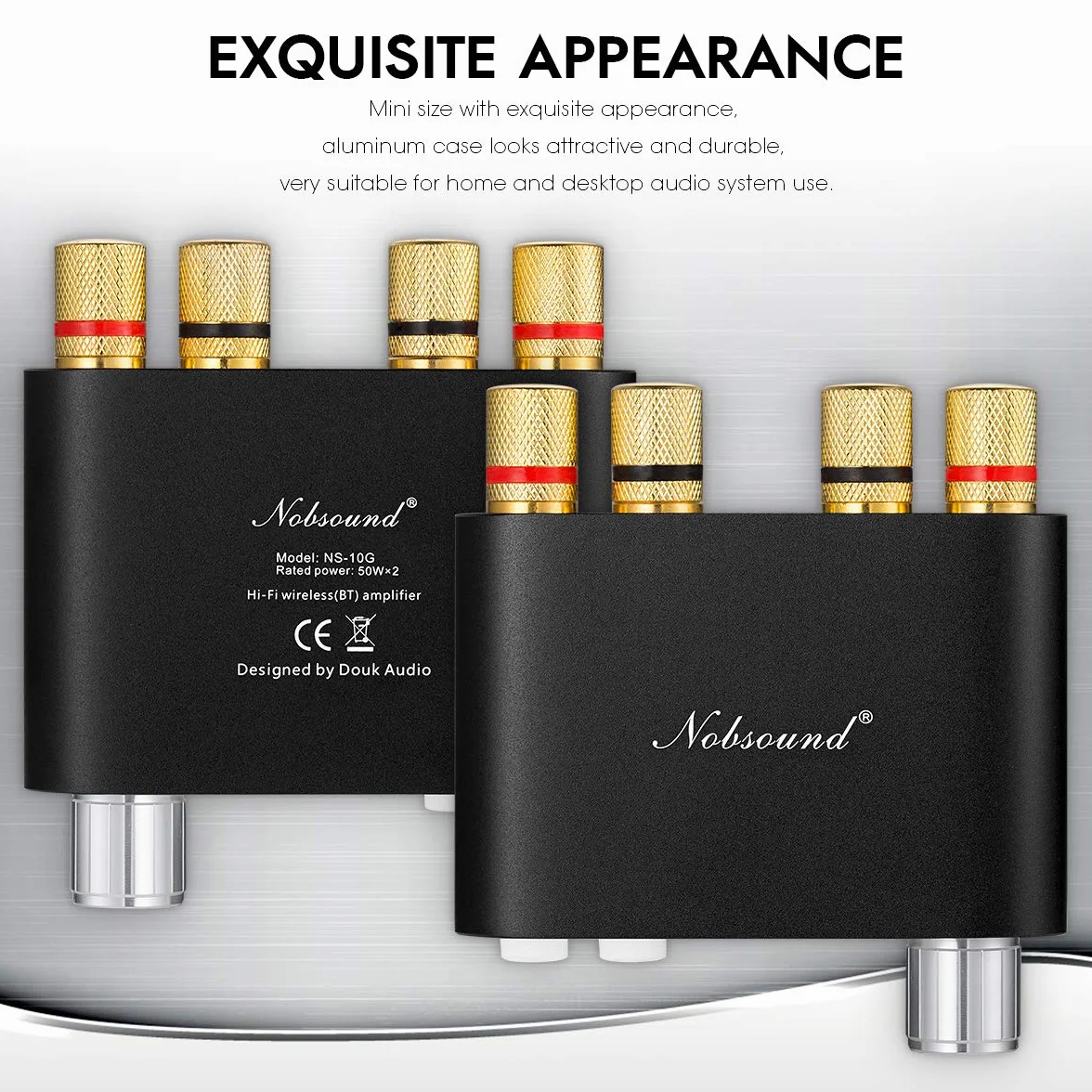 Nobsound NS-10G Mini wzmacniacz cyfrowy Bluetooth 5.0-100 W, z zasilaczem, czarny