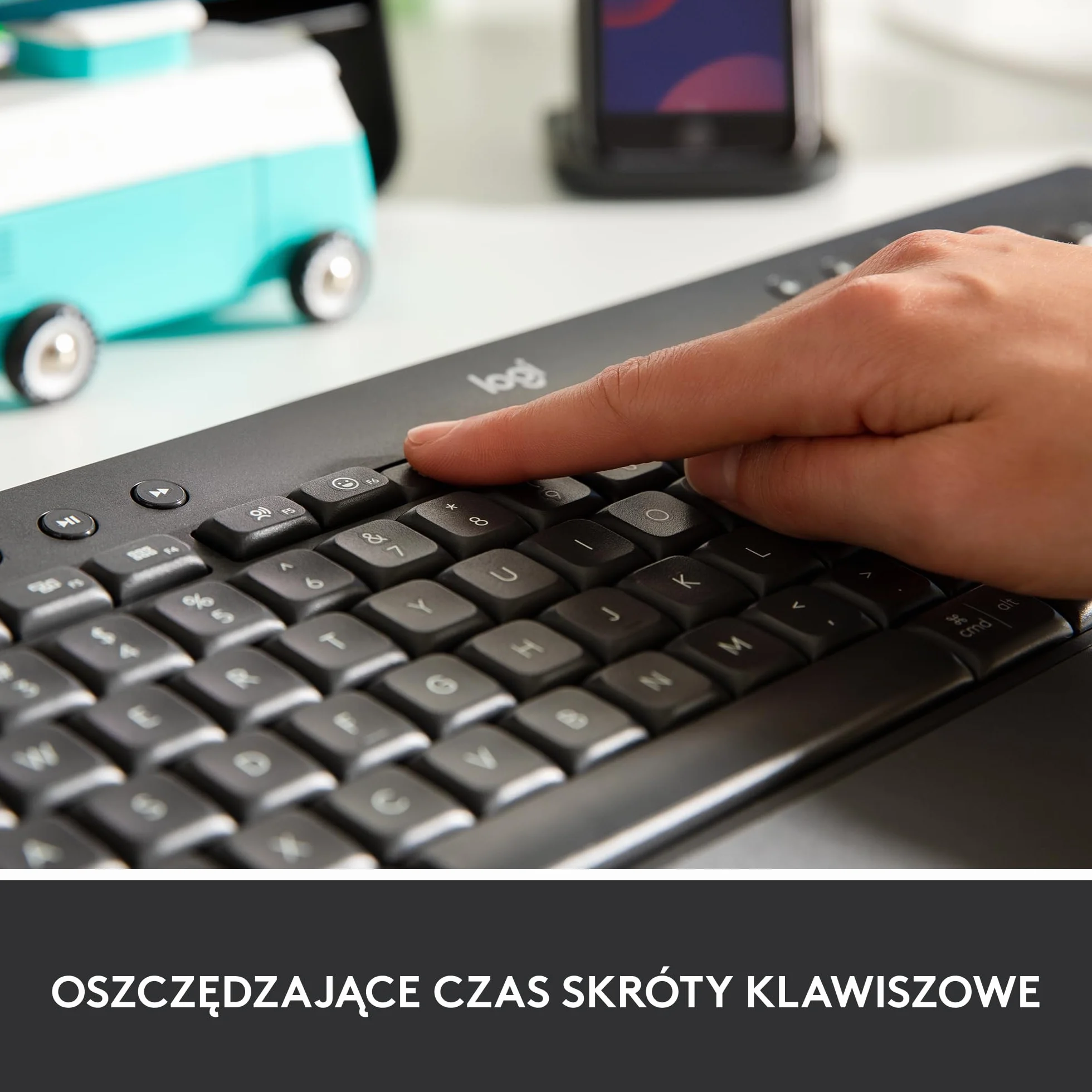 Logitech Signature K650 Klawiatura, Pełnowymiarowa, Bezprzewodowa Klawiatura z Podkładką, Bluetooth i USB Logi Bolt, Amortyzowane Klawisze, PC, Windows i Mac, QWERTY US international - Szary