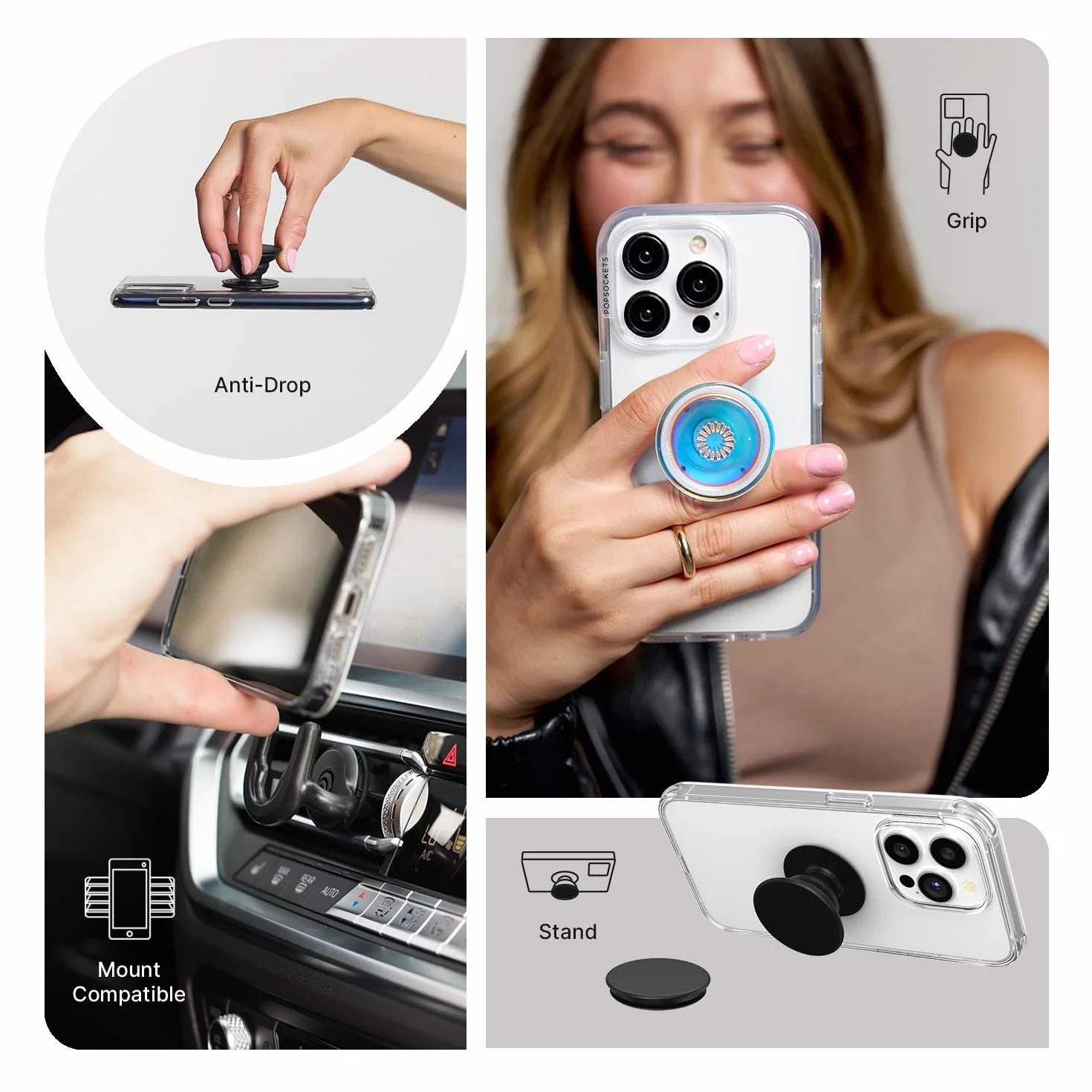 Popsockets Popgrip Uchwyt do Telefonu, Czarny, 40 x 7 x 40 mm