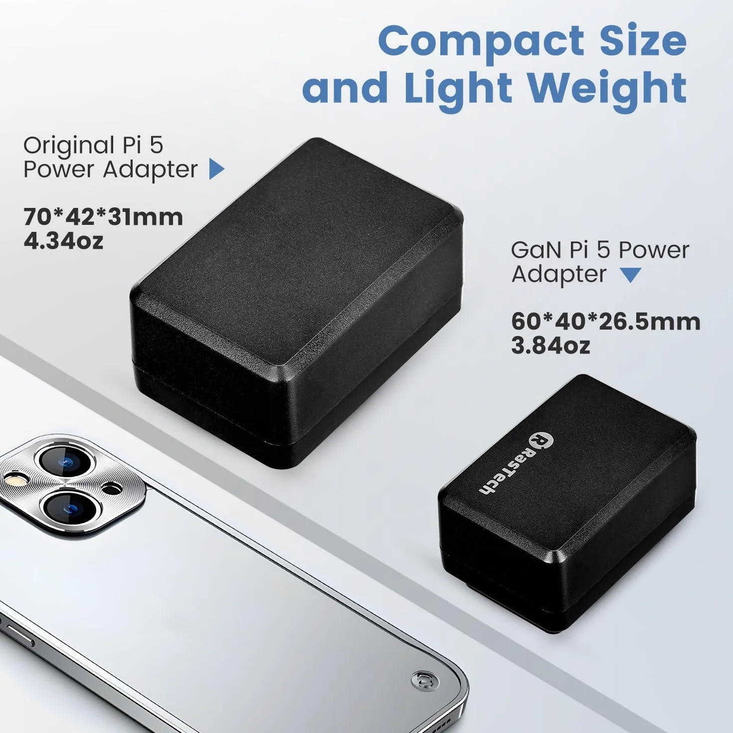 RasTech dla Raspberry Pi 5 GaN PD 27 W zasilacz 5,1 V 5 A USB-C Pi 5 zasilacz do Raspberry Pi 5 16 GB/8 GB/4 GB/2 GB