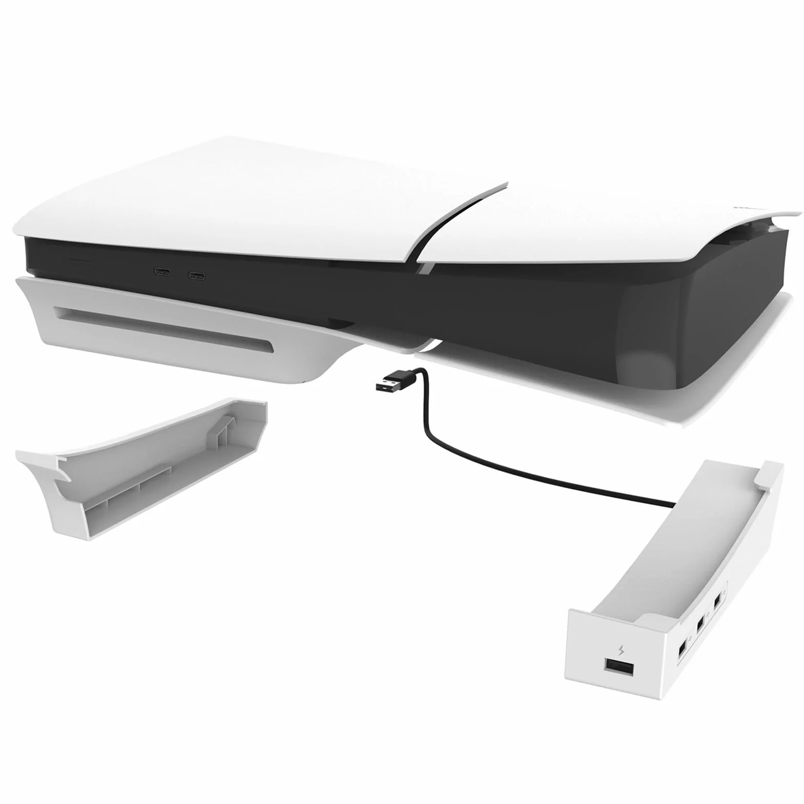 TECKEEN Poziomy stojak z 4 przedłużaczami USB HUB ładowarka port konsola uchwyt do konsoli PS5 Slim