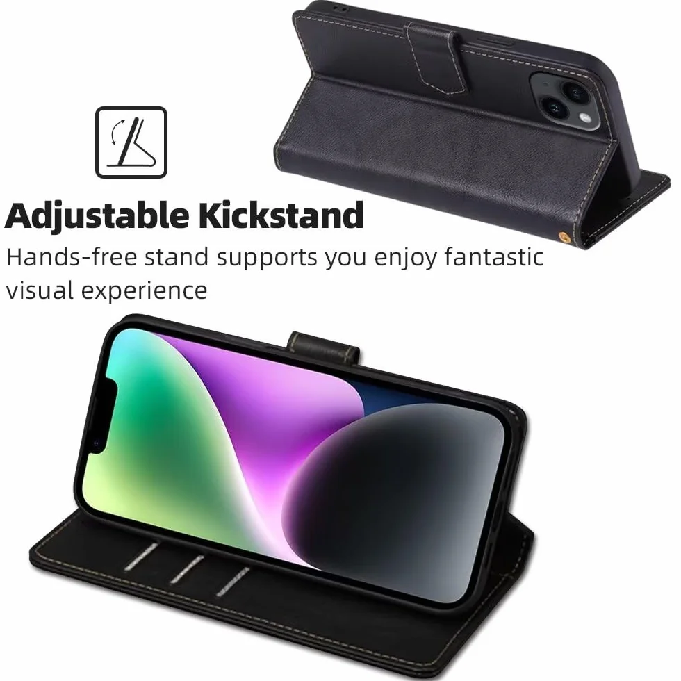 RankOne Etui do OPPO Reno12 Pro 5G / OPPO Reno 12 Pro 5G (6,7 cala), skórzane etui z klapką z portfelem, magnetyczne etui na książkę - czarne