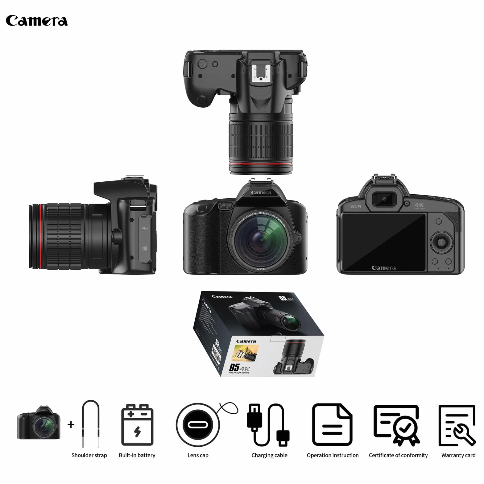 Cyfrowy Aparat Fotograficzny, Kamera do Vlogowania 4K 64MP na YouTube z Wi-Fi, 3-calowy Aparat do Selfie z Tyłu i Przodu, 16-krotny Zoom Cyfrowy, Obiektyw Makro 62 Mm, 4000 MAh