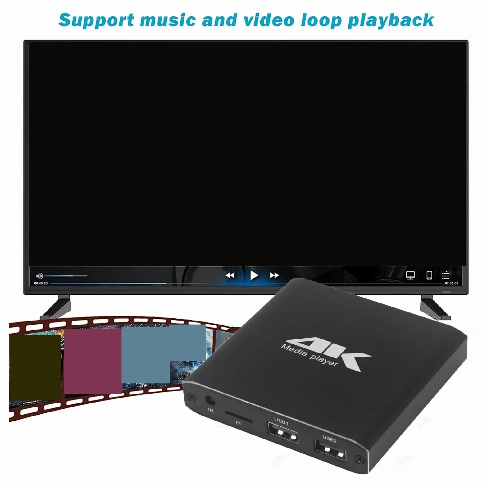 Odtwarzacz multimedialny Odtwarzacz reklamowy Automatyczne odtwarzanie w pętli z dyskiem Odtwarzacz multimedialny HD 1080P Szybko i wygodnie