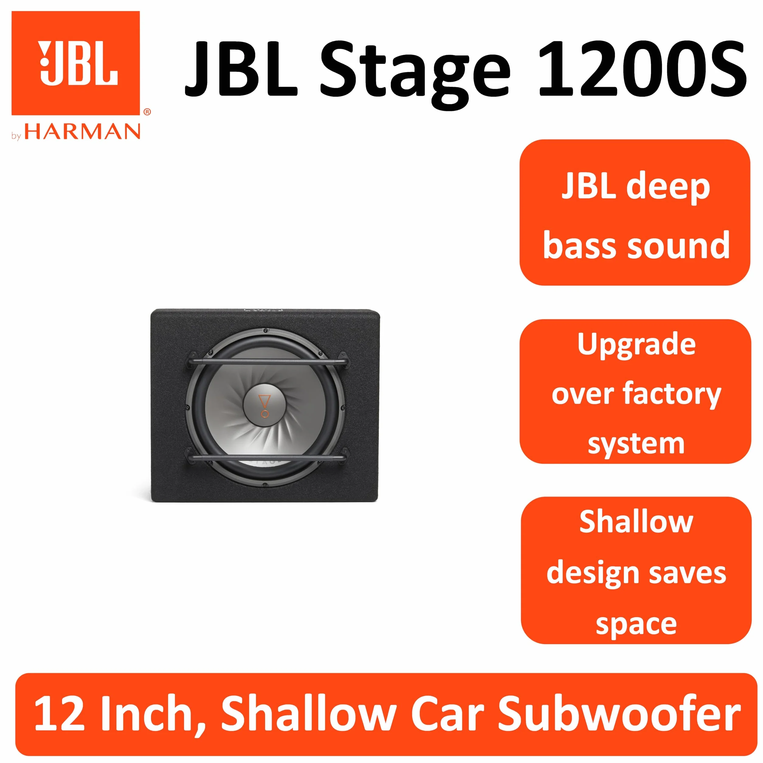 JBL Stage 1200S Subwoofer samochodowy - Harman Kardon Kompaktowy subwoofer samochodowy 1000 W obudowa subwoofera - 12'' (30 cm)