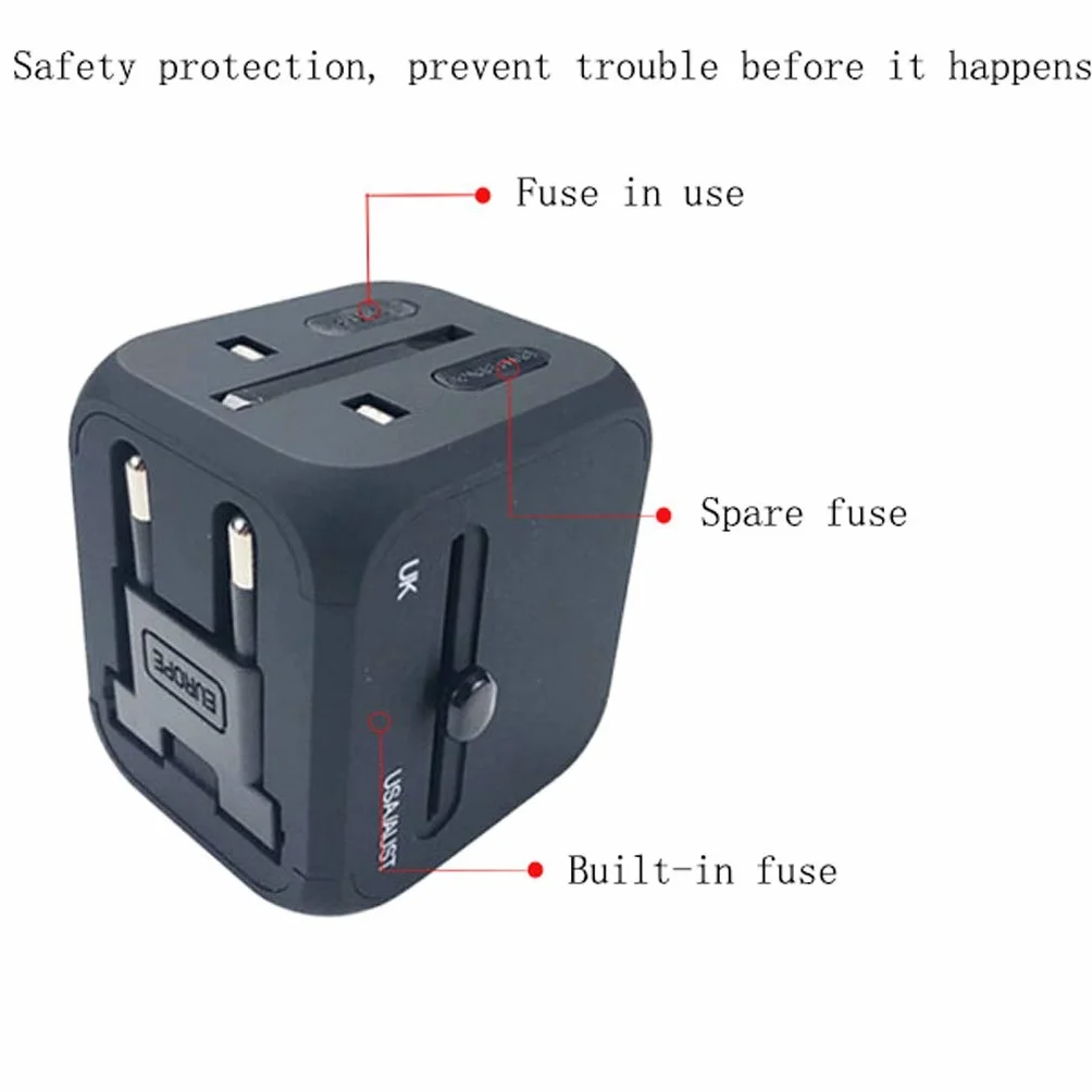Międzynarodowa ładowarka energetyczna, Uniwersalny adapter podróży, Adapter podróży Uppel Dual Usb. All-in-One Worldwide Cargers Adapters (Color : B, Rozmiar : 5.6 * 6.5 * 5cm)