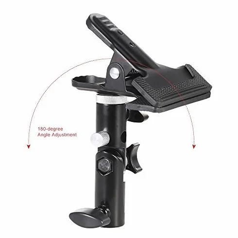 Andoer Metalowy zacisk odbłyśnik z 5/8" oświetlenie instalacja stojąca 1/4" na 3/8" śruba Swivel Mount adapter do foto-studyjnego reflektora i tła