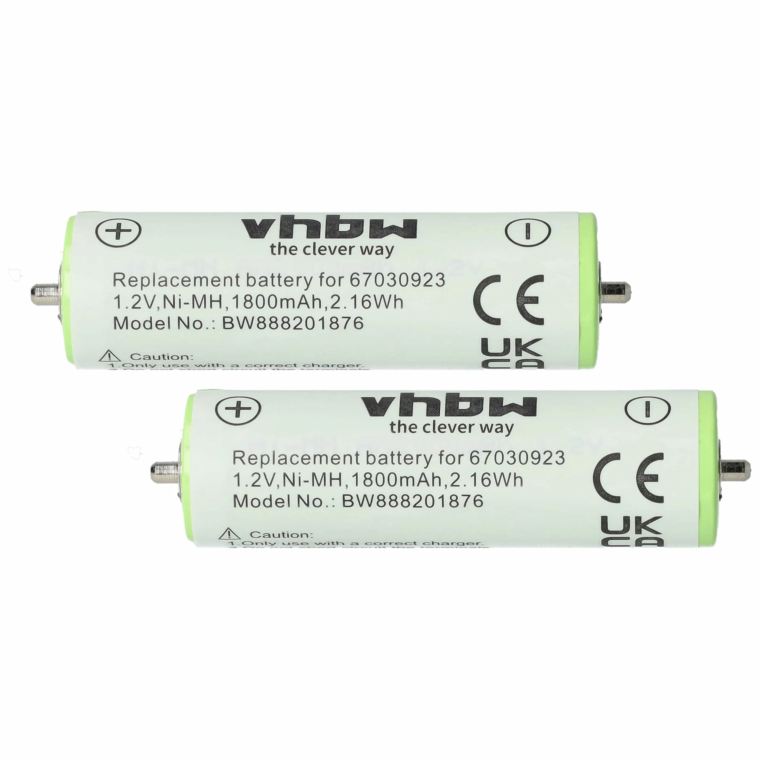 vhbw 2 x bateria kompatybilna z maszynką do golenia Braun Series 1, Series 3, SmartControl (1800mAh, 1,2V, NiMH)