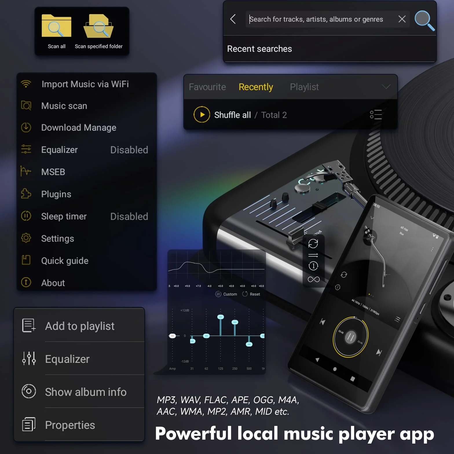 83GB odtwarzacz MP3 Spotify z Bluetooth, 4.5-calowy ekran dotykowy MP4 z WiFi, 2000mAh przenośny głośnik stereo HiFi, Amazon Music, odtwarzacz muzyki Android do strumieniowego przesyłania dla dzieci