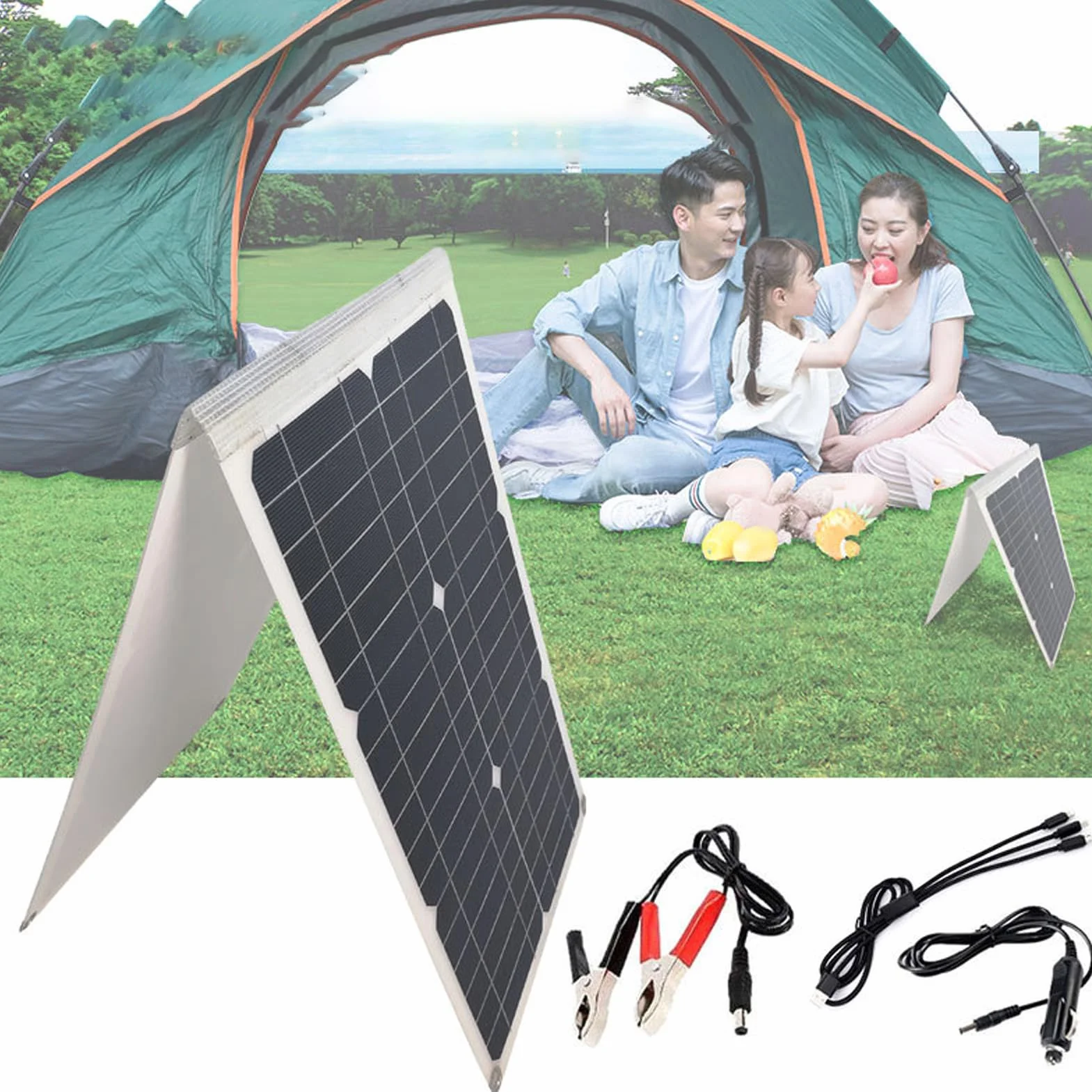 40W Przenośny Panel Słoneczny, Składana Ładowarka Słoneczna Kempingowa z Portami USB, Wysoka Wydajność do Telefon, Kamper, Outdoor