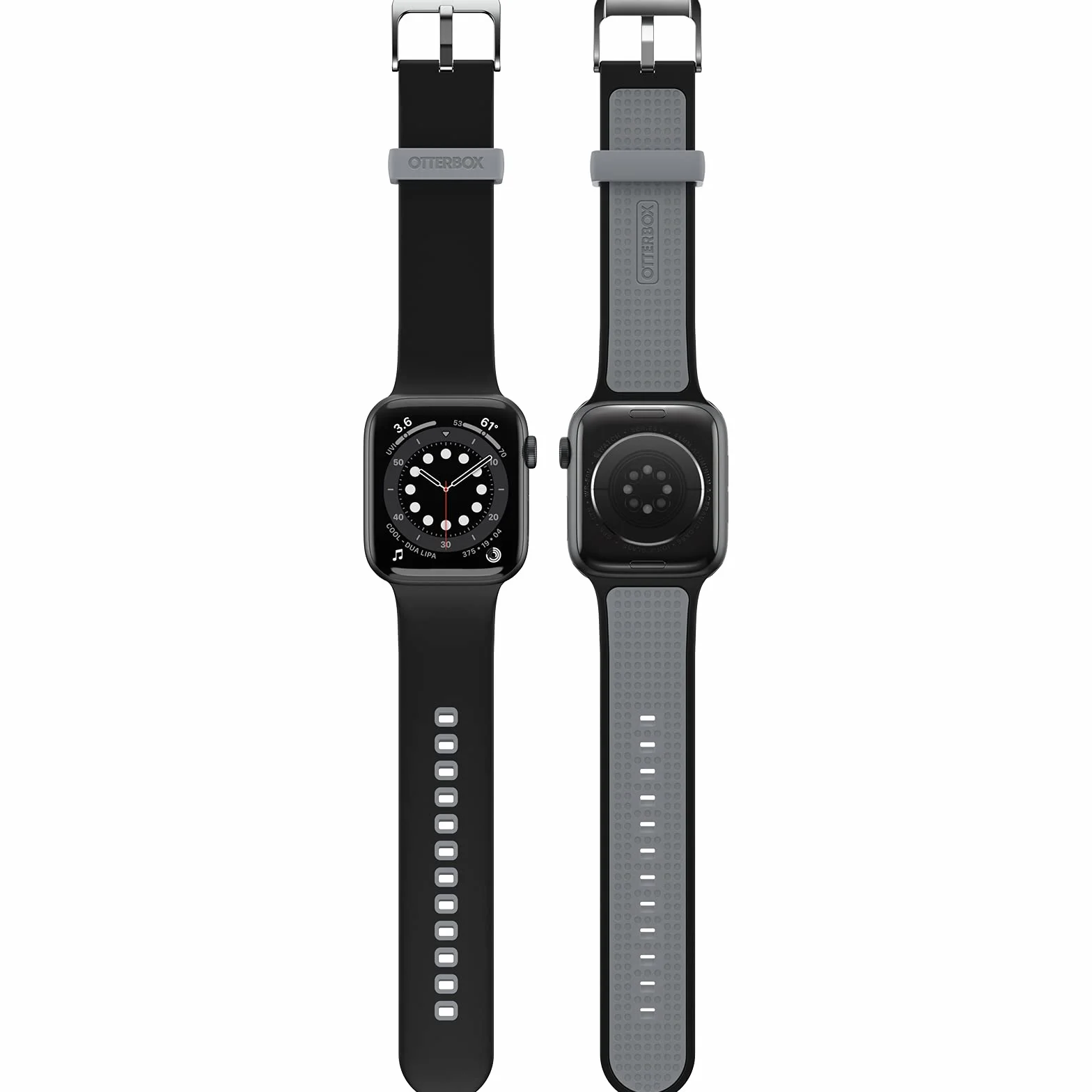 OtterBox Całodzienny pasek do zegarka Apple Watch 44/45/46mm, wytrzymały, miękki w dotyku silikonowy pasek do zegarka Apple Watch, Autobahn Black