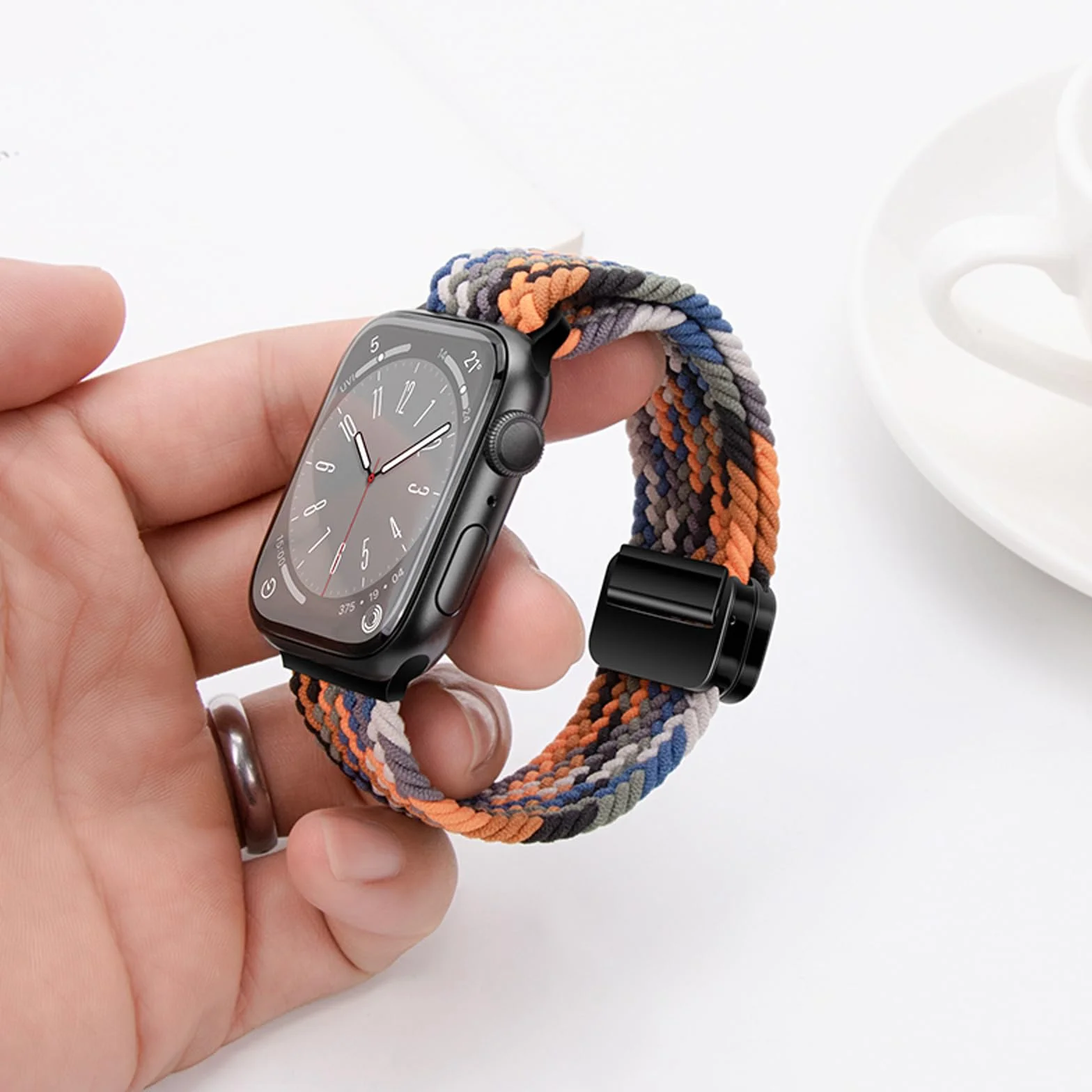 Compatible with Apple Watch Strap 49mm 46/45/44/42mm 42/41/40/38mm, Elasticated Magnetic Nylon Strap Band for IWatch Series 11/10/9/8/7/6/5/4/SE 3 2/Ultra 3 2 Men Women