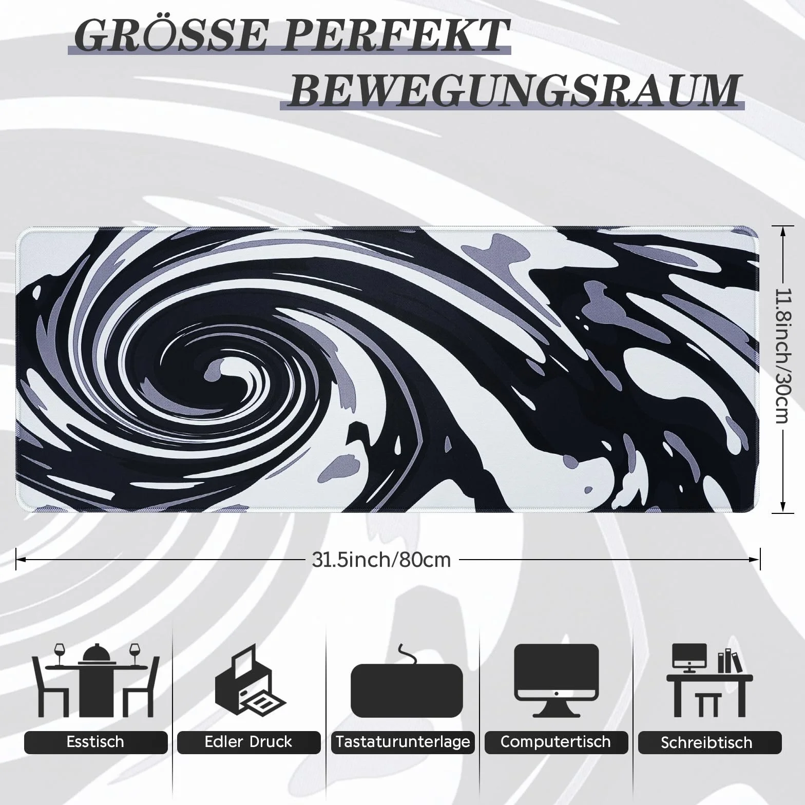 EFISH Podkładka pod mysz XXL Speed Gaming XXL 800 x 300 mm, duża szyta podkładka pod mysz, wodoodporna i antypoślizgowa, do PC, MacBooka, laptopa - poprawia precyzję i szybkość (mauspad A12)
