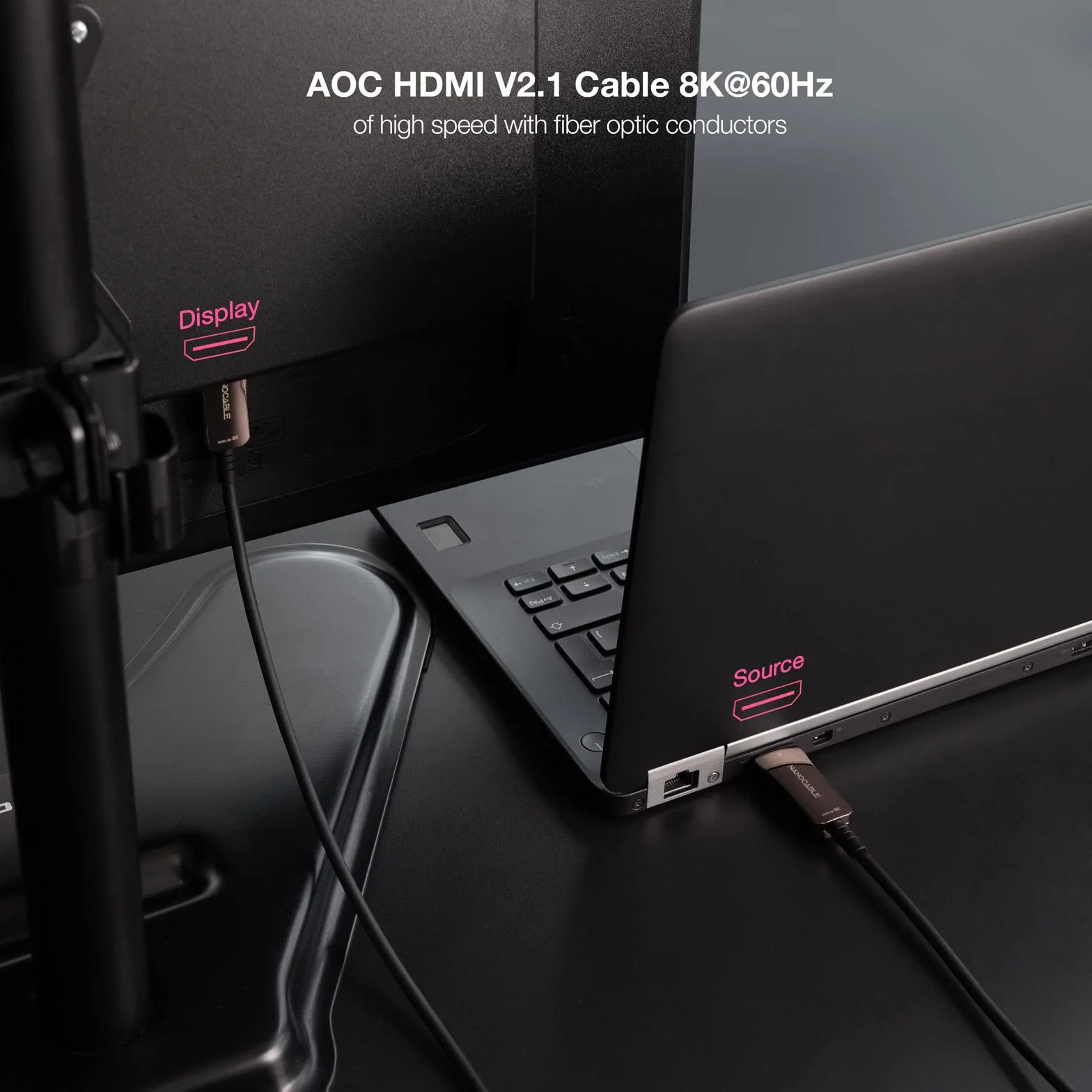 NANOCABLE 10.15.2110 - Kabel HDMI V2.1 AOC 8K@60Hz 4K@120Hz 48Gbps Typ A Męski, Kolor Czarny, 10 m