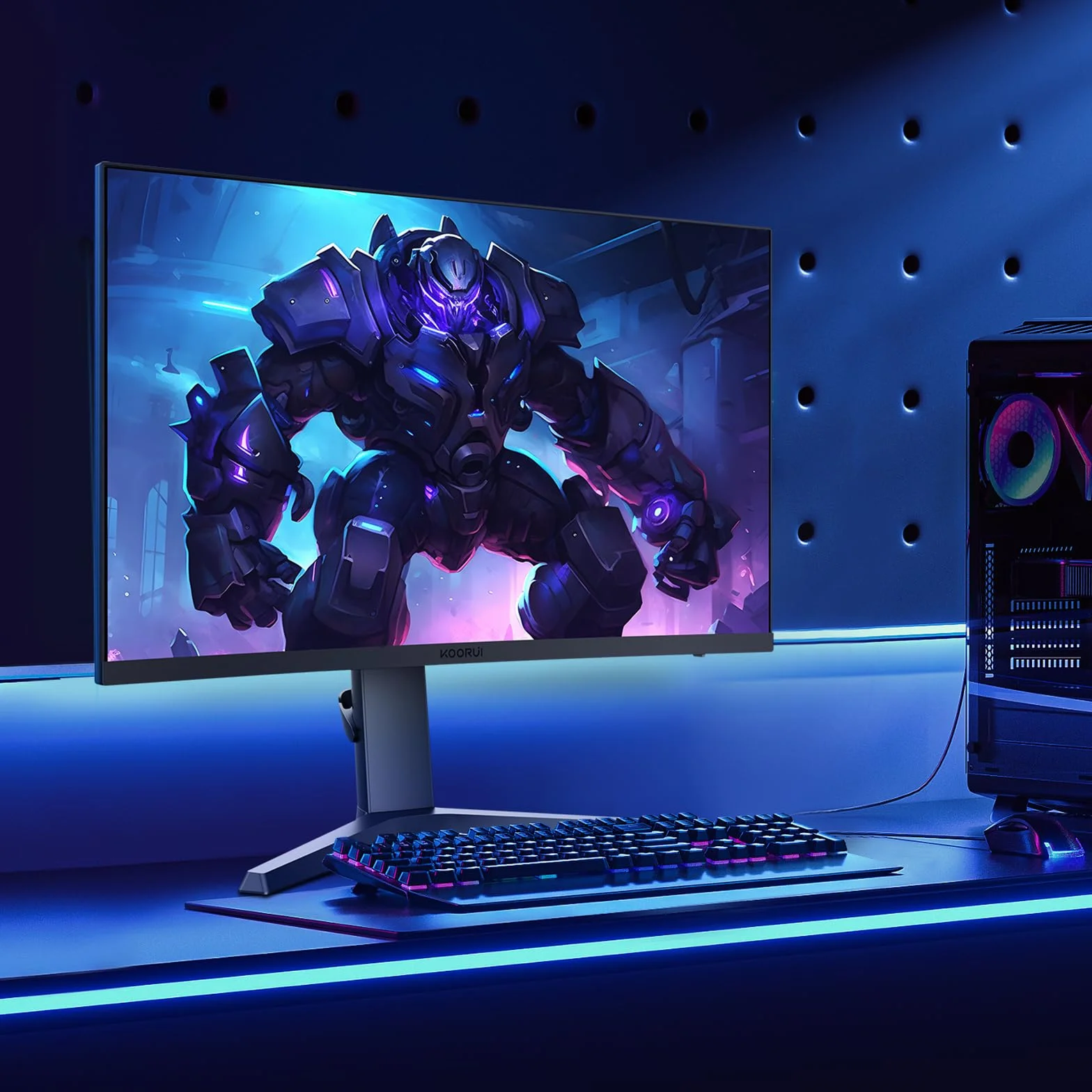 KOORUI Gaming Monitor 27 Zoll - WQHD Bildschirm PC, 240Hz, 1ms, FreeSync, kompatybilność z Gsync, (2560x1440, HDMI, DisplayPort, HDR 400) schwarz/rot
