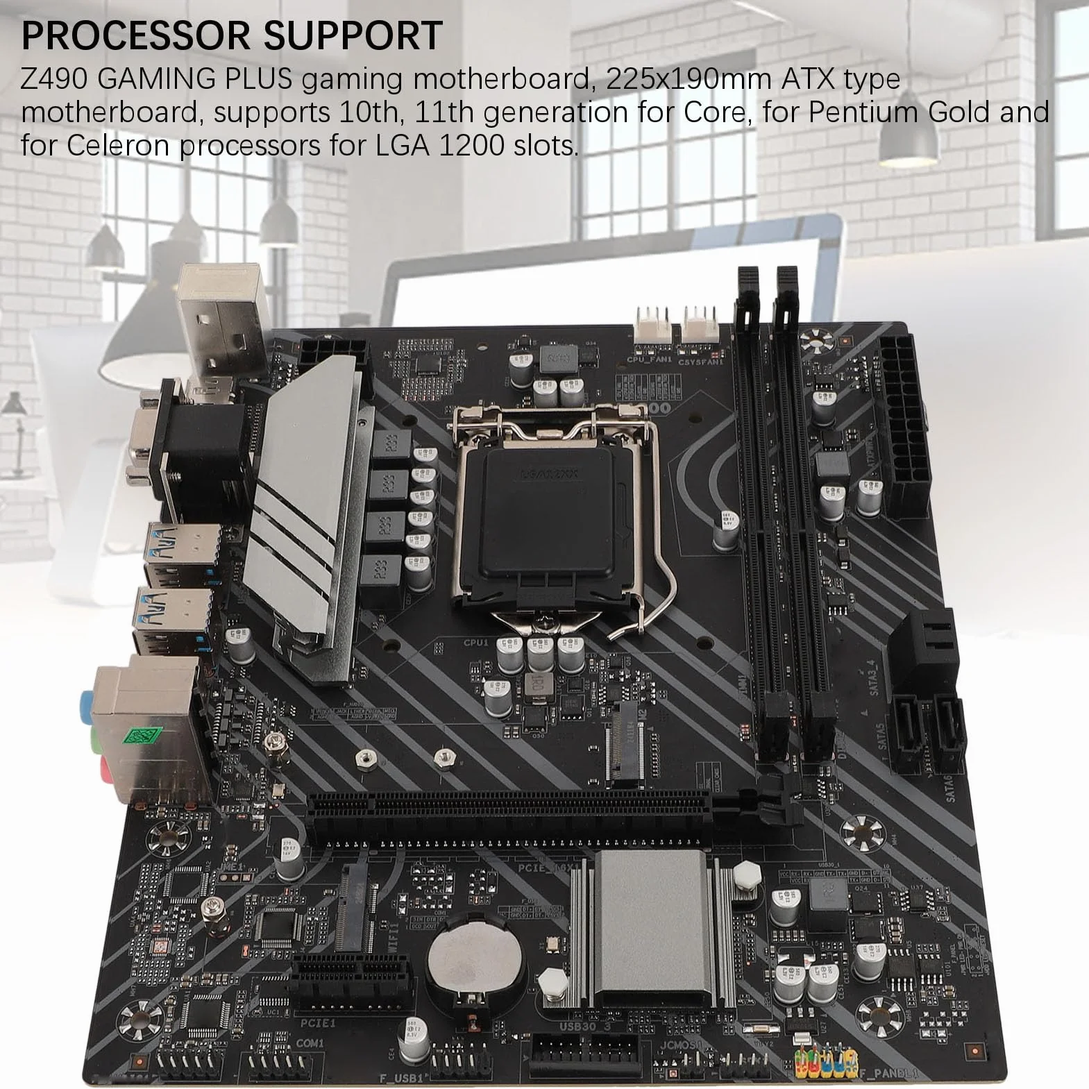 Płyta Główna do Gier Z490 GAMING PLUS, Dwukanałowa pamięć DDR4, PCIe Gen 3.0 X16, SATA3.0, NGFF/NVME M.2, HDMI, DP, Interfejs VGA LGA 1200 Płyta Główna Komputera