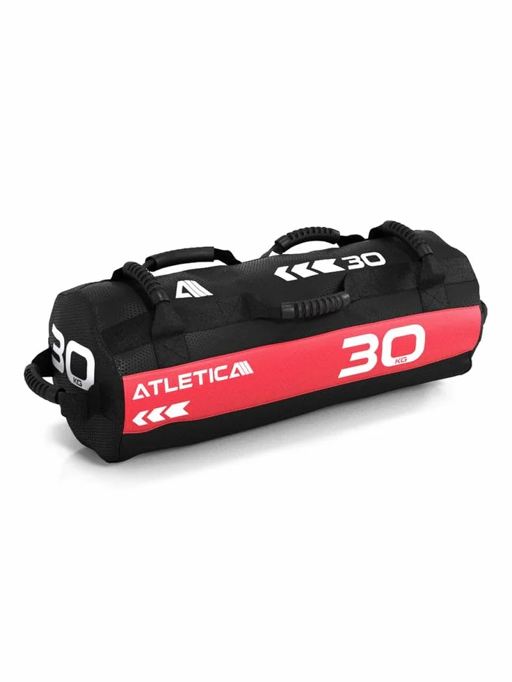 Atletica Worek na piasek 30 kg, worek do treningu funkcjonalnego całego ciała, wytrzymały nylon Cordura, 7 uchwytów