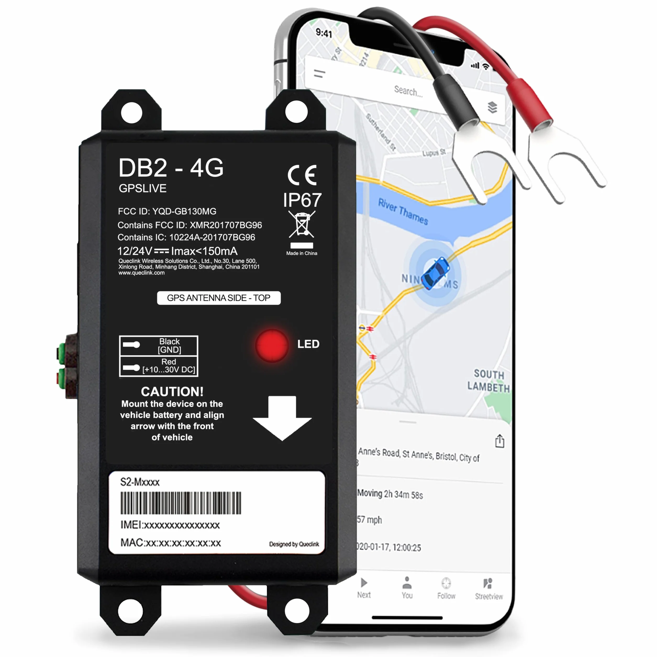 GPSLive DB2-4G GPS Tracker samodzielna instalacja urządzenia telematyki do śledzenia pojazdu, system śledzenia GPS, do samochodów osobowych, vanów, przyczep kempingowych, motocykli…