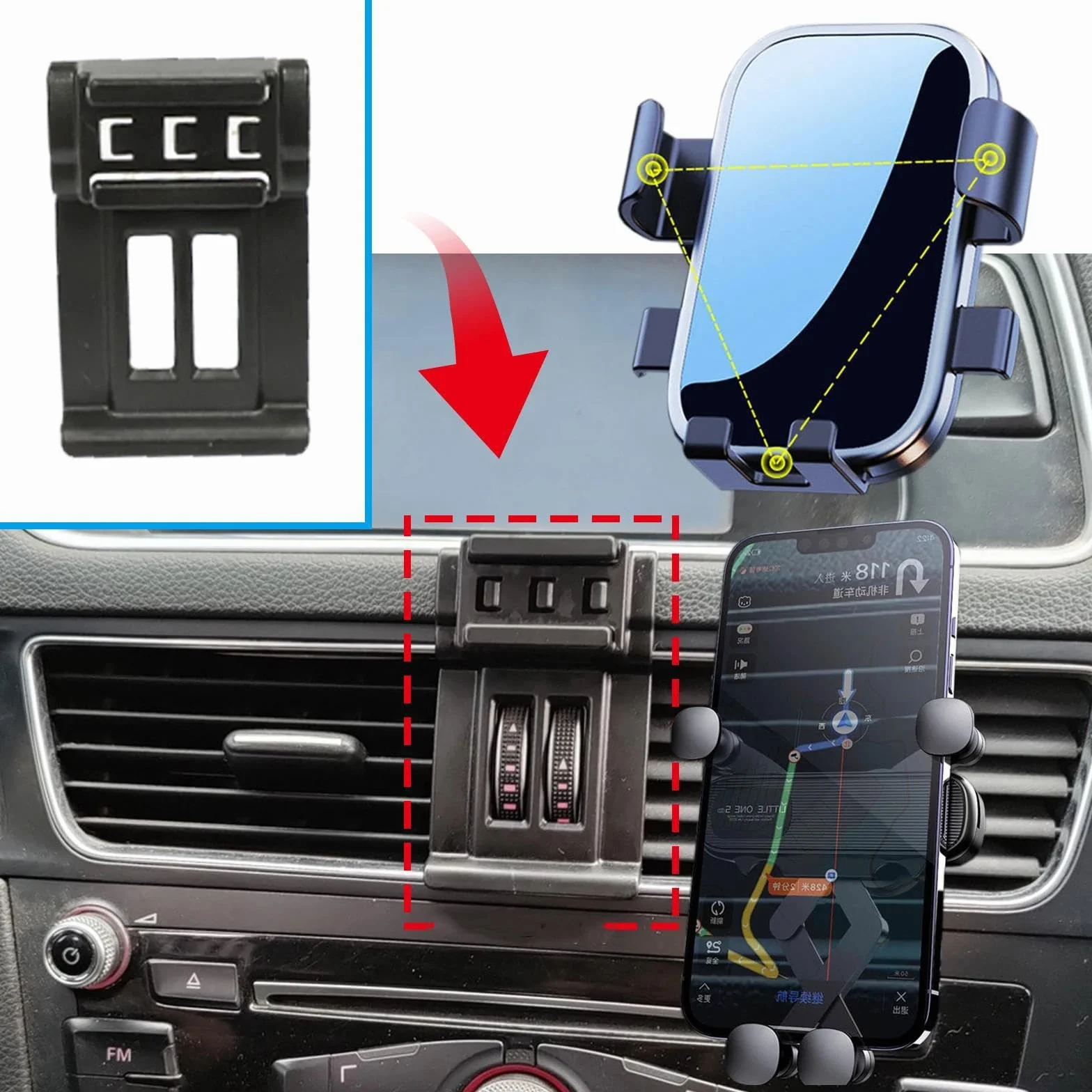 Uchwyt Samochodowy na Telefon dla Audi Q5 8R 2010-2018, uchwyt samochodowy na telefon komórkowy, ekran, stała podstawa, stojak na nawigację GPS (ładowanie)