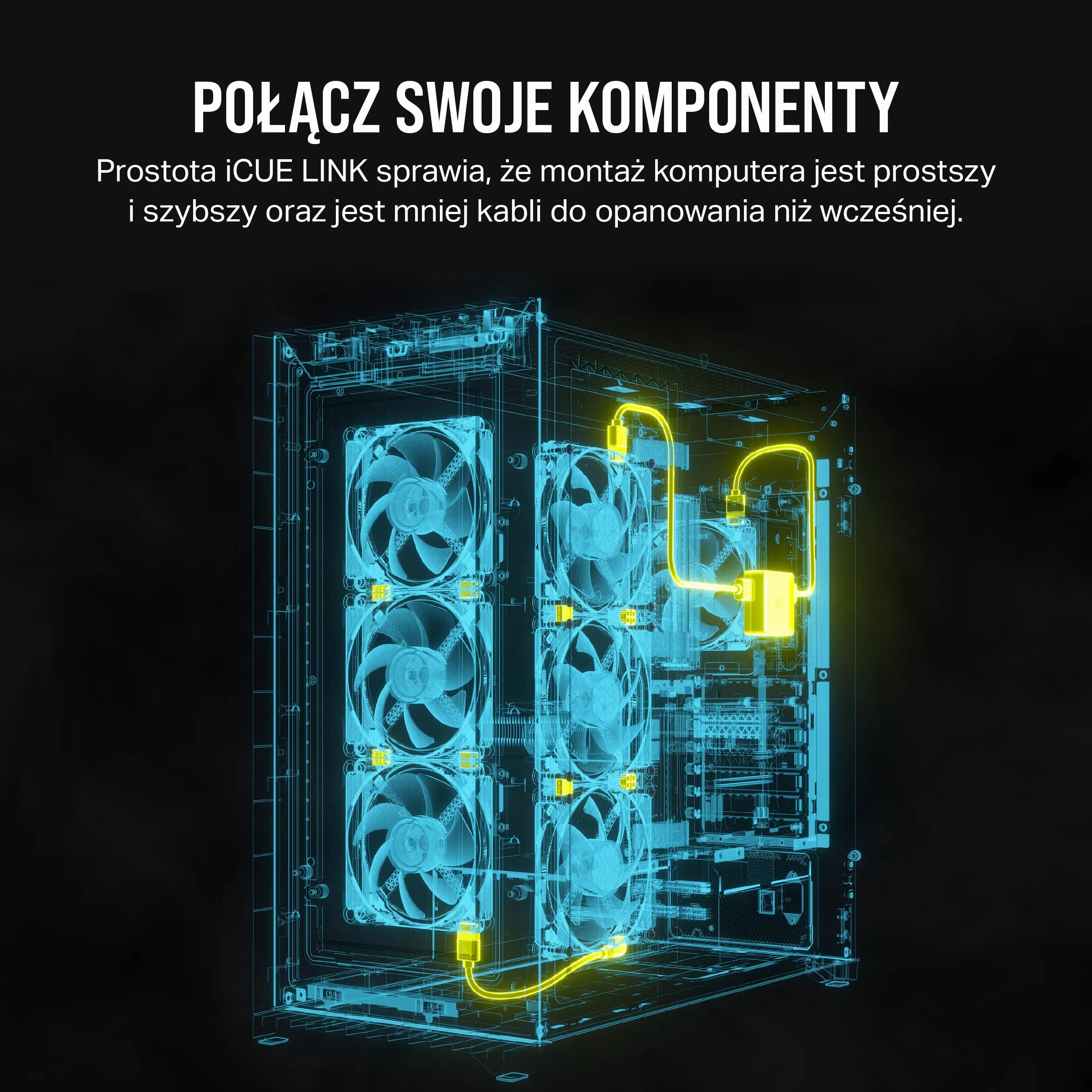 CORSAIR iCUE LINK Koncentrator Systemowy – Możliwość Podłączenia do 14 Urządzeń CORSAIR iCUE LINK – Porządek Dzięki Pozbyciu Się Niepotrzebnych Przewodów – Czarny