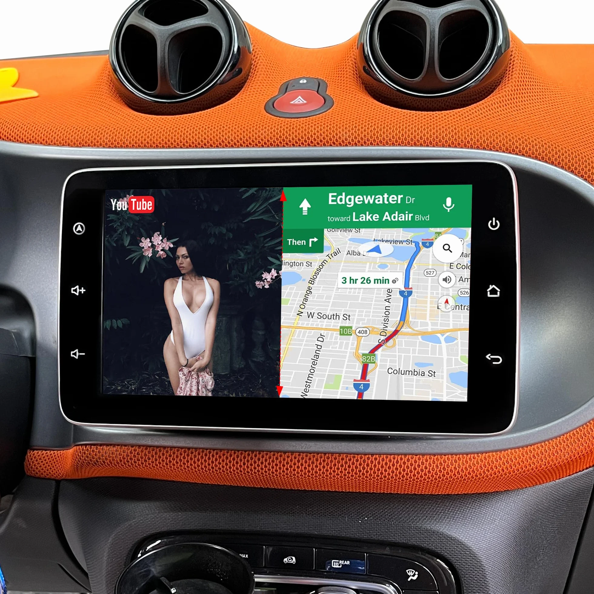 Aktualizacja ekranu Android 20.3 cm do Mercedes Smart Fortwo W453 (2015-2019), bezprzewodowa CarPlay Android Auto, lustrzane odbicie ekranu, podzielony ekran, Wi-Fi, muzyka, nawigacja GPS, mapy