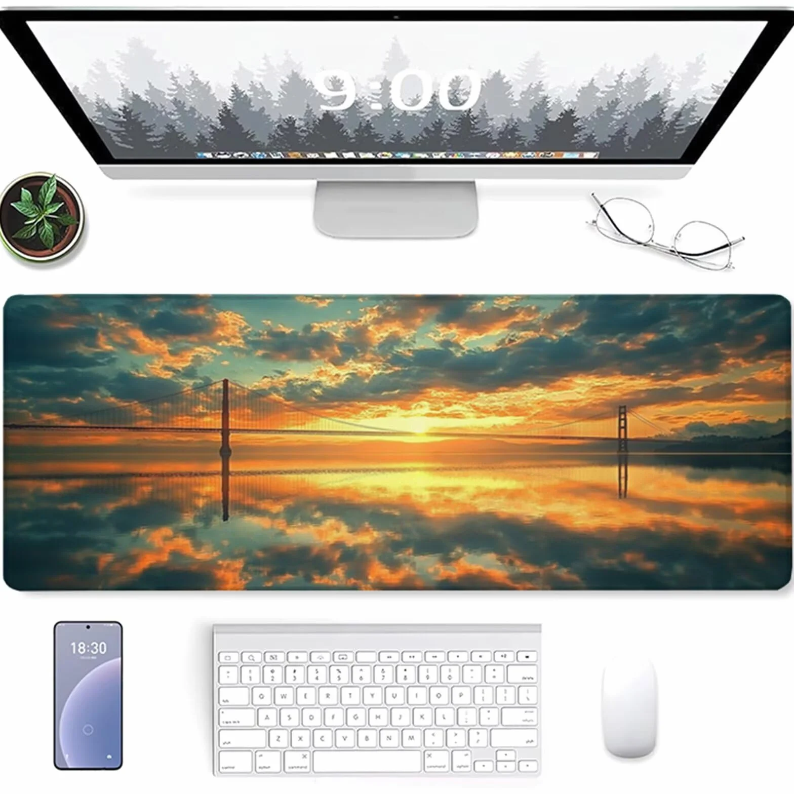 Podkładka pod mysz z zachodem słońca XXL, duża podkładka pod biurko 1200x600x3mm krajobraz, wysoka precyzja i szybkość myszy pad, mata biurkowa z gumową podstawą, akcesoria do gier, do laptopa
