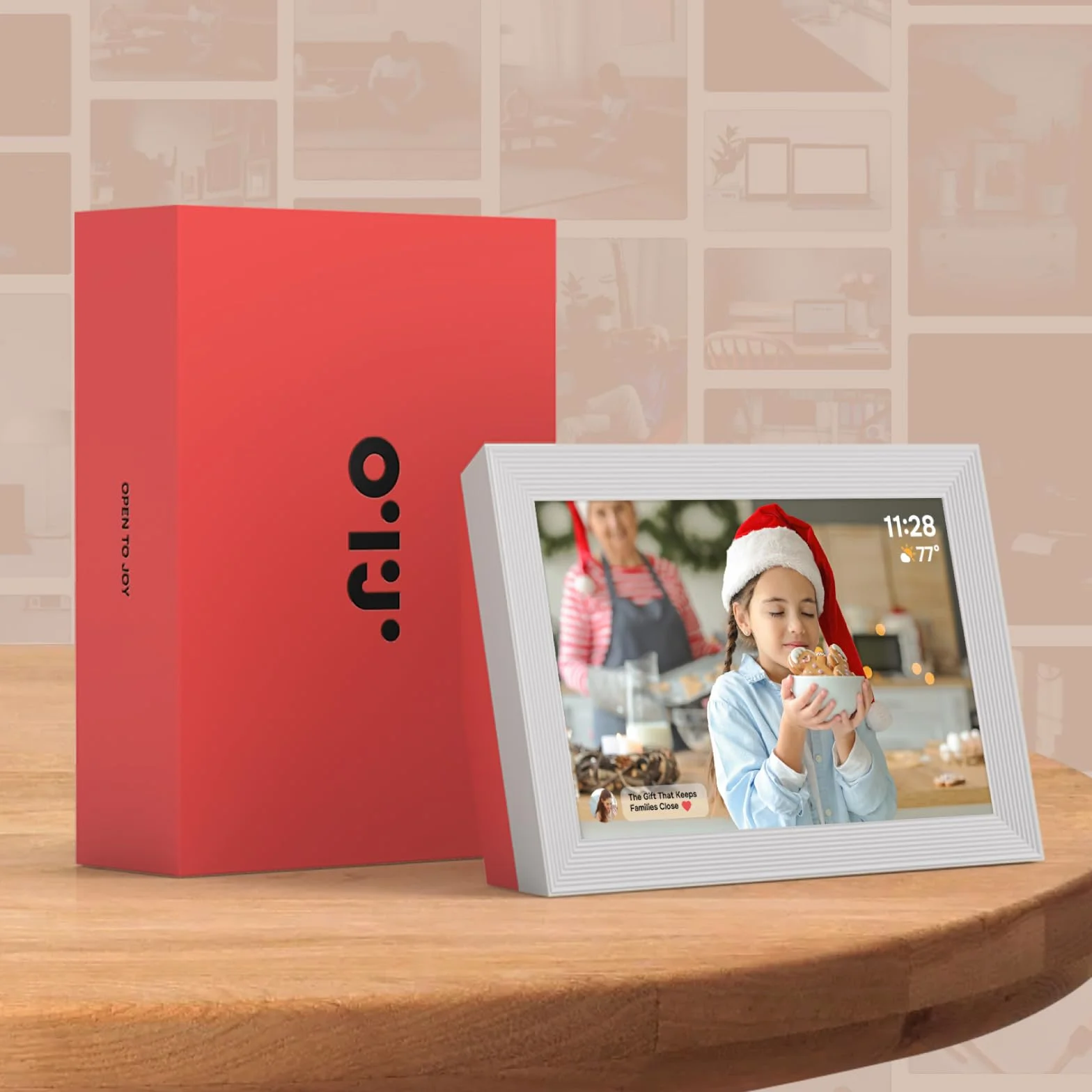 OTJ Frameo Cyfrowa ramka na zdjęcia 25,7 cm - 32 GB WiFi inteligentna ramka na zdjęcia na prezenty i wyświetlacz domowy - natychmiastowe udostępnianie zdjęć za pośrednictwem aplikacji, urodziny dla