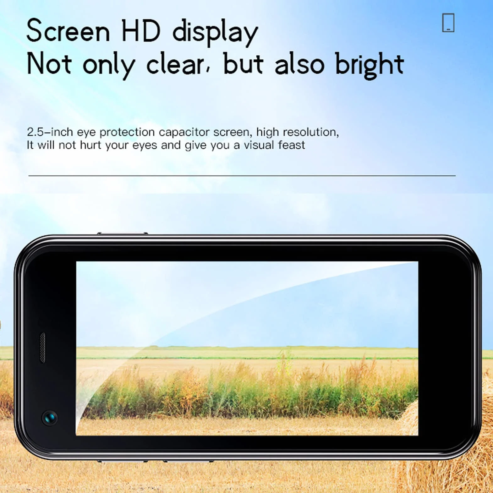 Mini Smartfon, Czterordzeniowy Odblokowany Telefon Komórkowy z Androidem 6.0 Telefon Komórkowy dla Dzieci i Dorosłych, Ekran 2.5" HD, 3G Dual SIM, 1GB 8GB ROM, WiFi, Bluetooth,