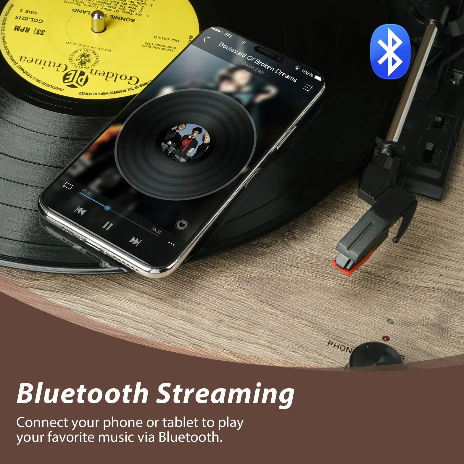 3-biegowy odtwarzacz nagrywania, gramofon Bluetooth z wbudowanymi głośnikami i odłączanymi nogami, odtwarzanie USB i nagrywarka winylowo-USB, płatki owsiane