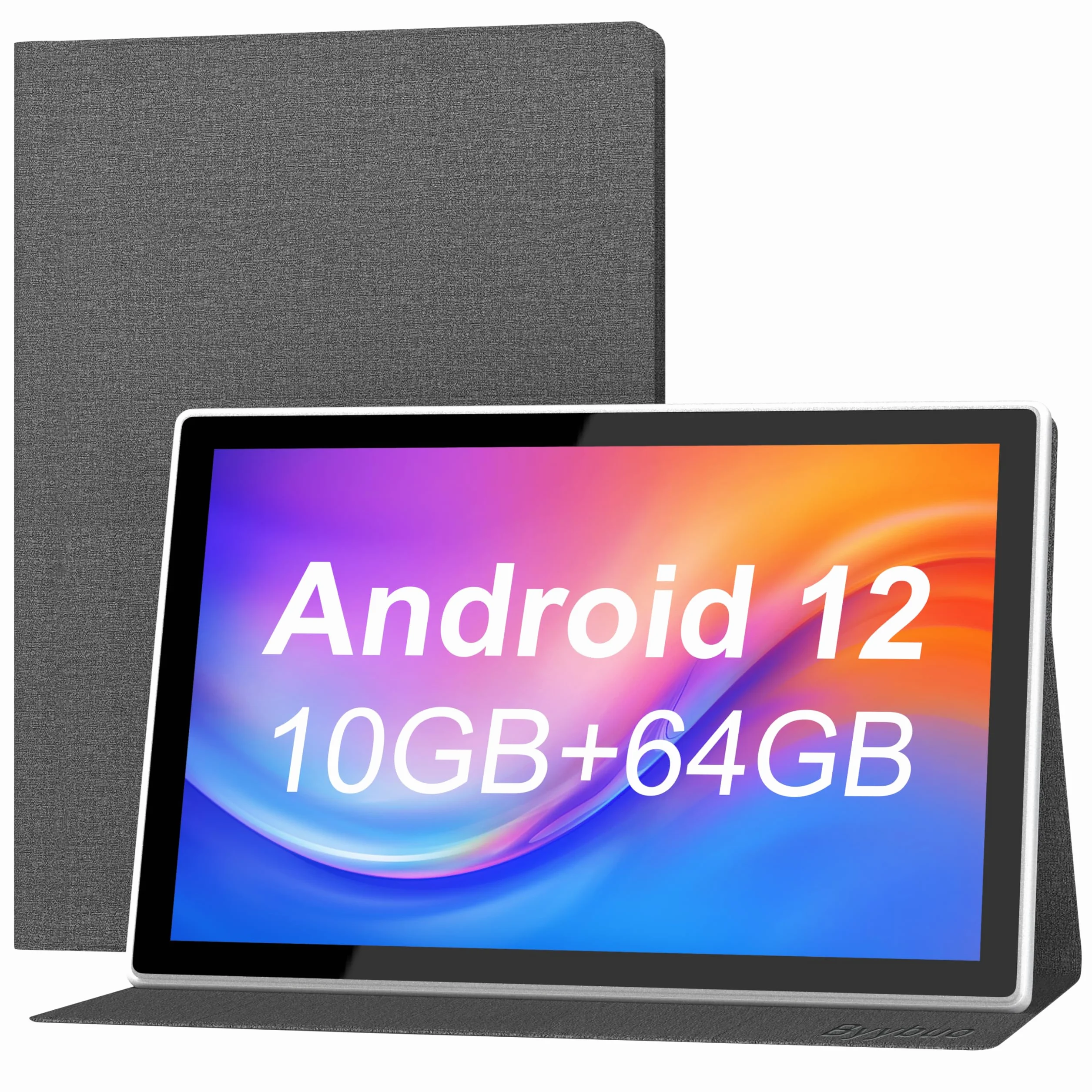 Byybuo SmartPad T10 2022 Full HD 10.1-calowy tablet Android 12, Octa-Cortex 2,0 GHz, nowa aktualizacja baterii 7000 mAh, 32 GB ROM, Rozwiń do 512 GB, 1920x1200 (5G WiFi+ Bluetooth), szary