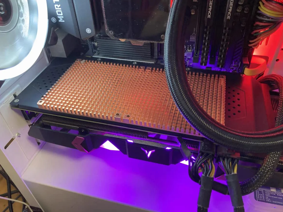 Radiator z czystej miedzi, pomocniczy grzejnik górniczy, pomocniczy grzejnik karty graficznej, chłodzenie pamięci wideo, odpowiedni do RTX3090 3080, można zainstalować wentylator