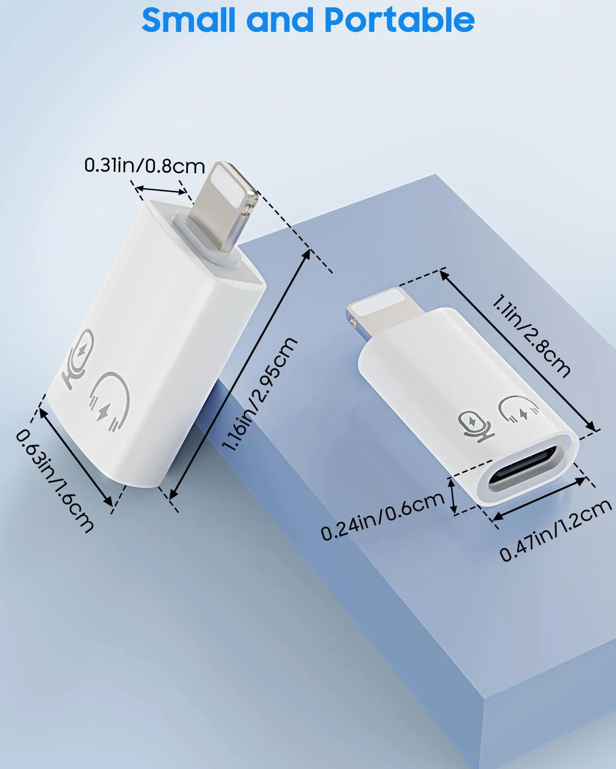 MoKo USB C Female to Lightning Male Adapter, Lightning Male to USB-A Female OTG Adapter Connector for i-Phone 14/13/12/11 Pro Max/iPad/iPod/AirPods, Support 10W Fast Charging/Data Transfer