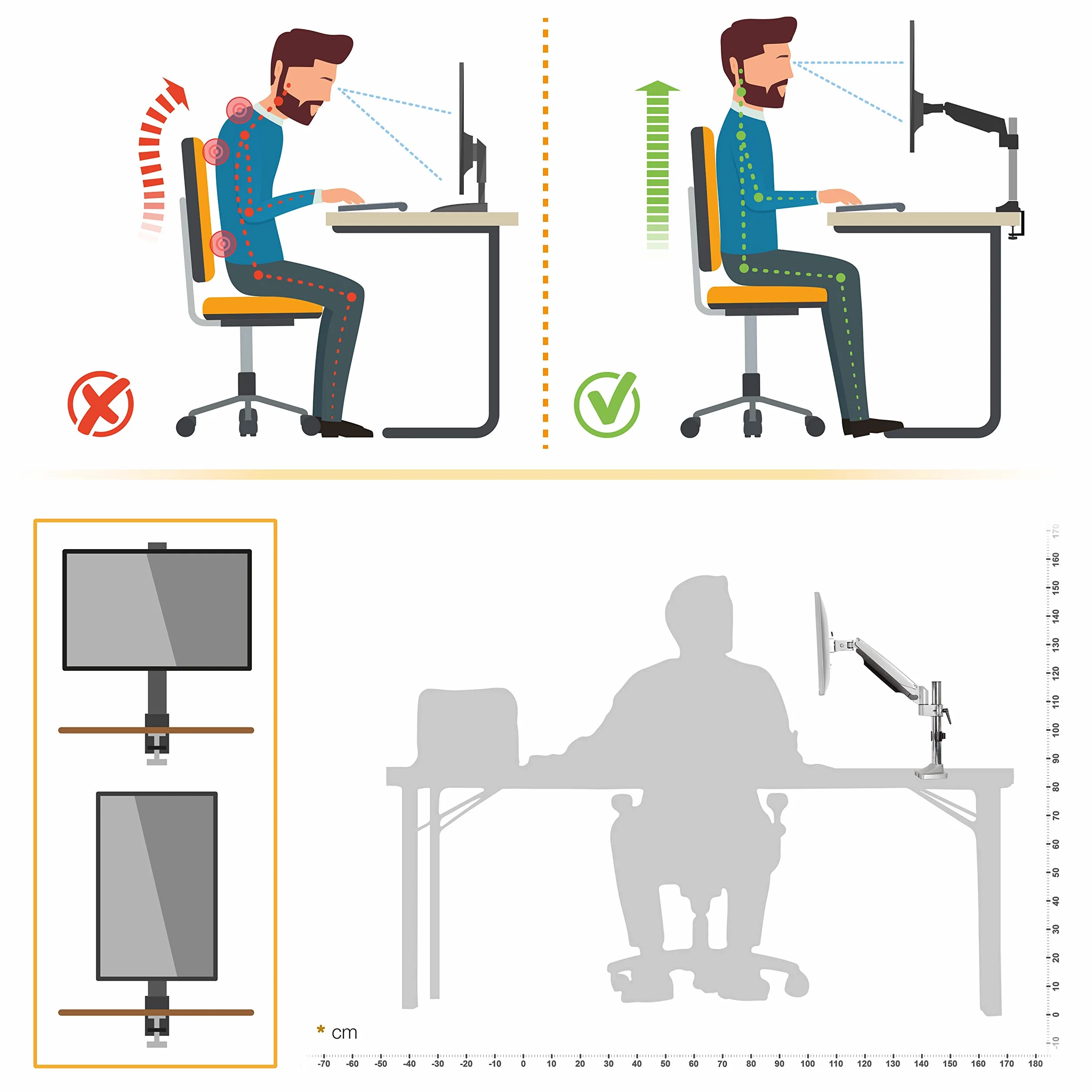 RICOO Uchwyt do monitora 1 monitor uchwyt stołowy TS1011 uchwyt do monitora 13-30 cali do montażu na stole VESA 75x75 100 x 100 uchwyt na ekran obrotowy uchwyt monitora z regulacją wysokości