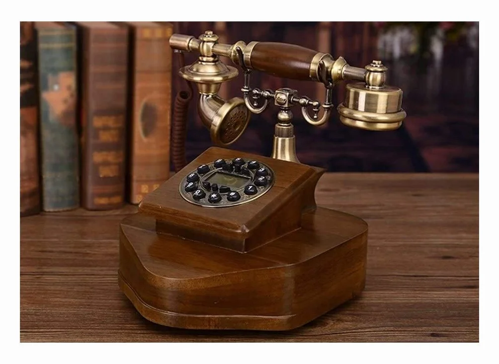 Telefon domowy Telefon z litego drewna Telefon stacjonarny Ekskluzywny europejski Antyczny telefon retro Telefon domowy